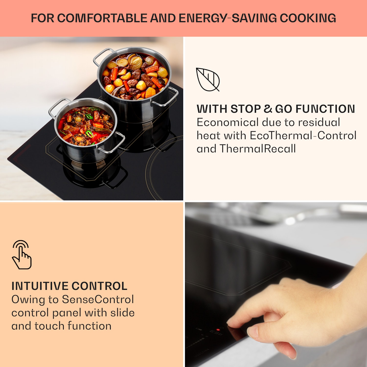 Victoria 90 Duo Set induction | 90 cm | induction hob | extractor hood  90 cm Induction | Black