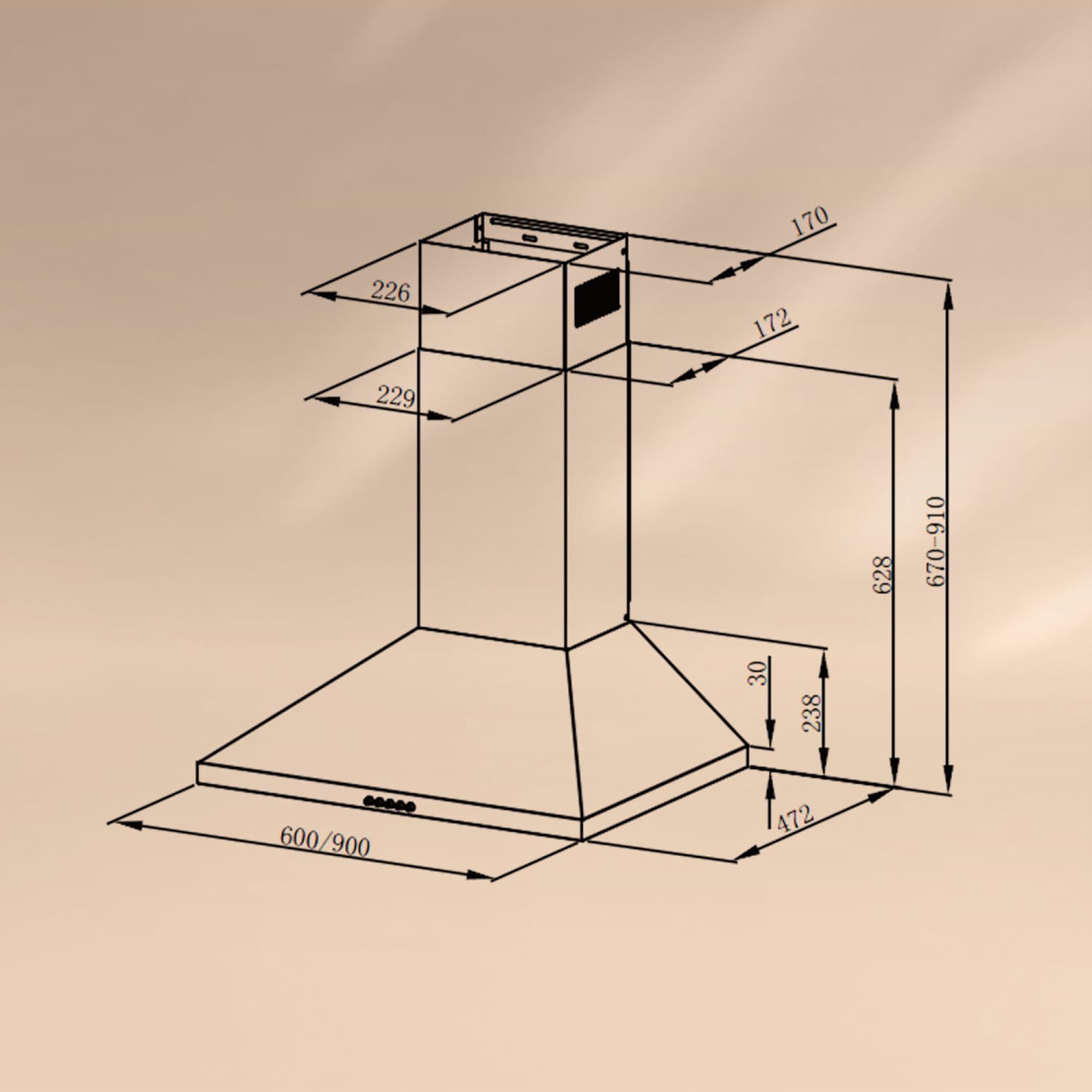 Victoria 90 Duo Set Induktion | 90 cm | Induktionskochfeld | Dunstabzugshaube 90 cm Induktion | Schwarz