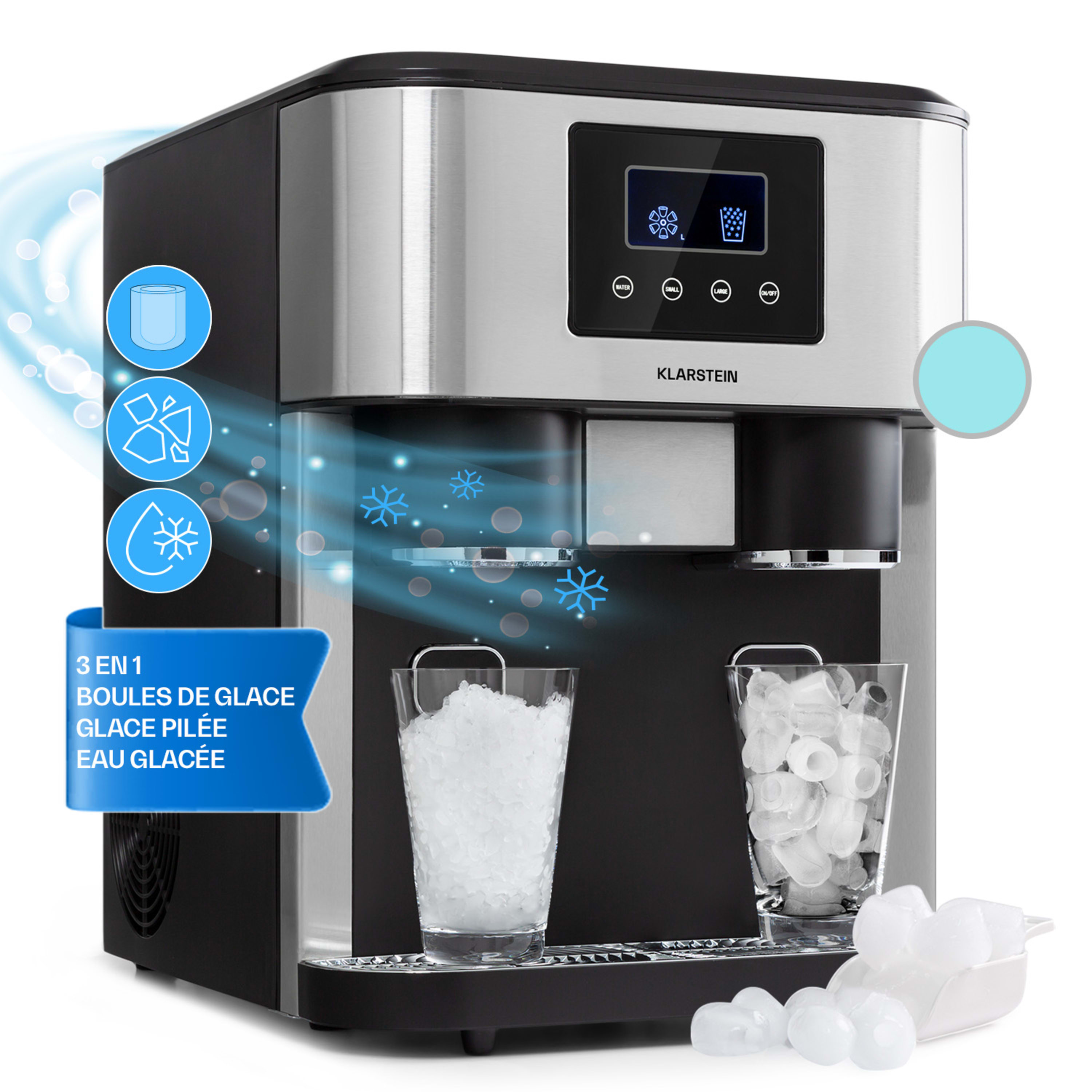 Льодогенератор Eiszeit Crush 18 кг/24 год 2 розміри кубиків - срібний