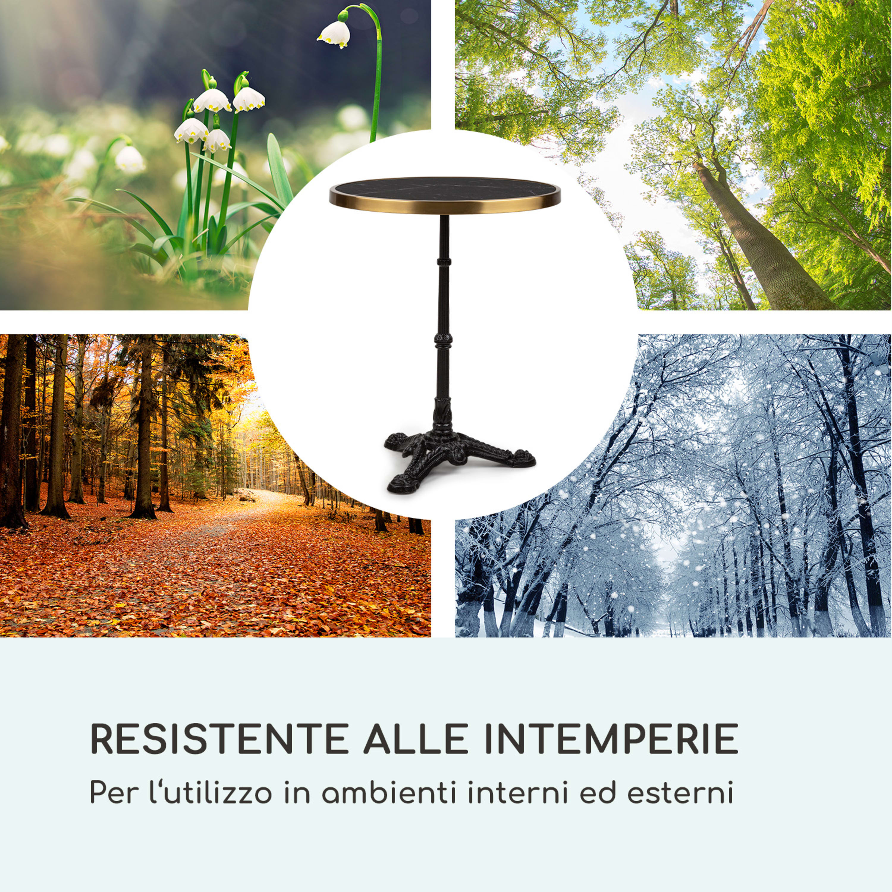 Patras Lux - Tavolino da bistrò con tre gambe d'appoggio, piano in marmo Ø: 57,5 cm, altezza: 72 cm 