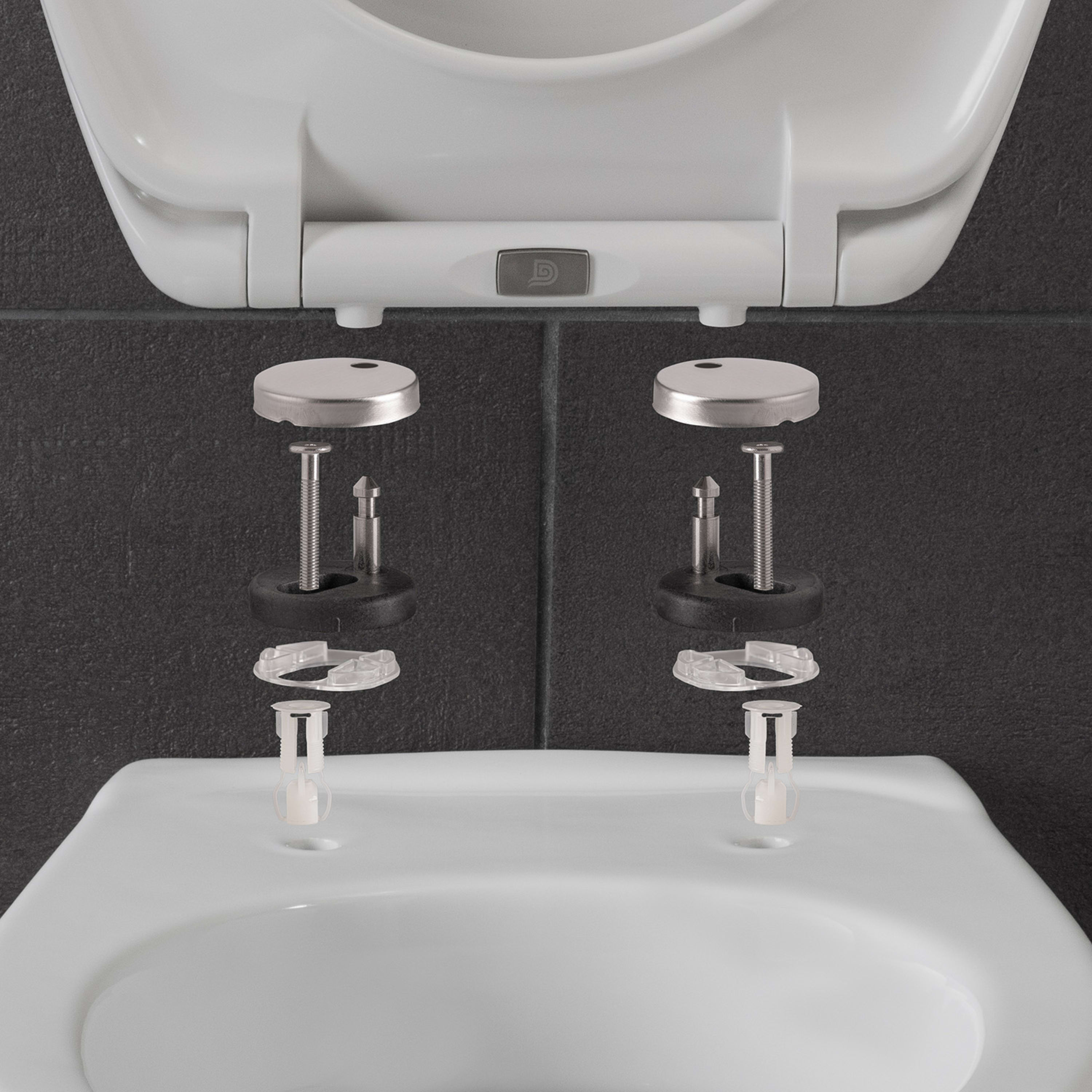 Senzano, Tavoletta per WC, Forma a D, Abbassamento Automatico, Antibatterica 