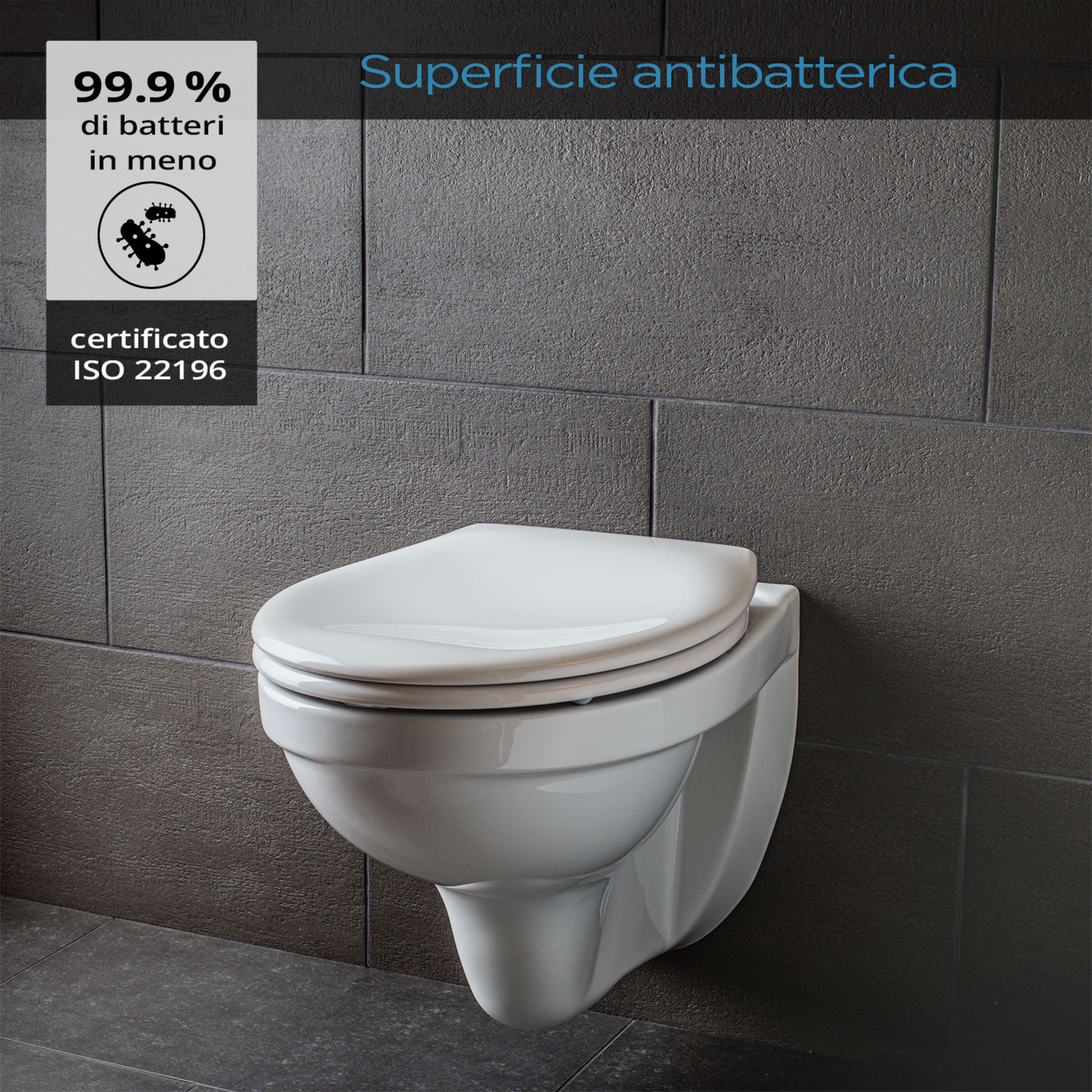 Kaiana, Tavoletta per WC, Forma a O, Abbassamento Automatico, Antibatterica 