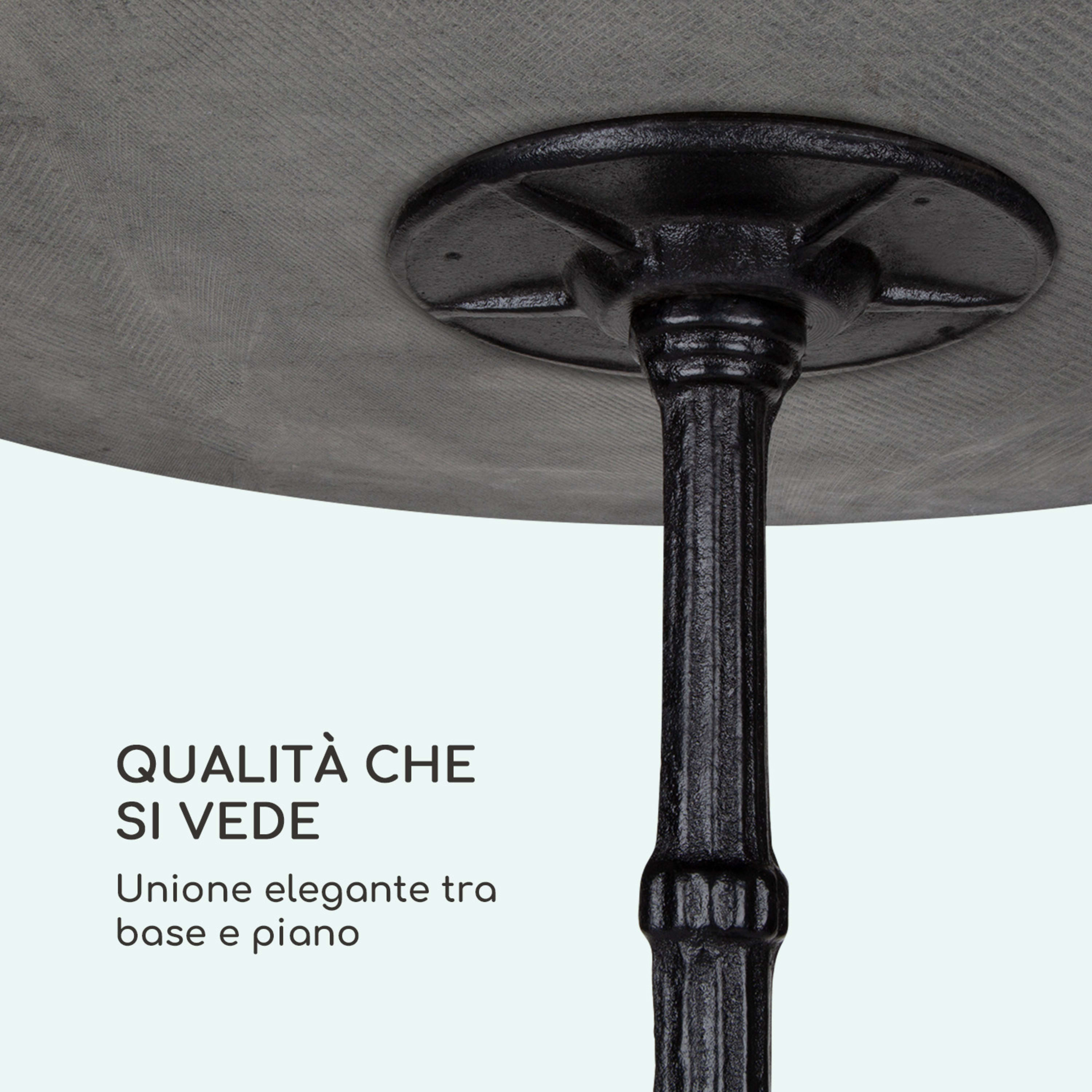 Patras - Tavolino da bistrò, piano in marmo, Ø60 cm, base d'appoggio in ghisa Nero