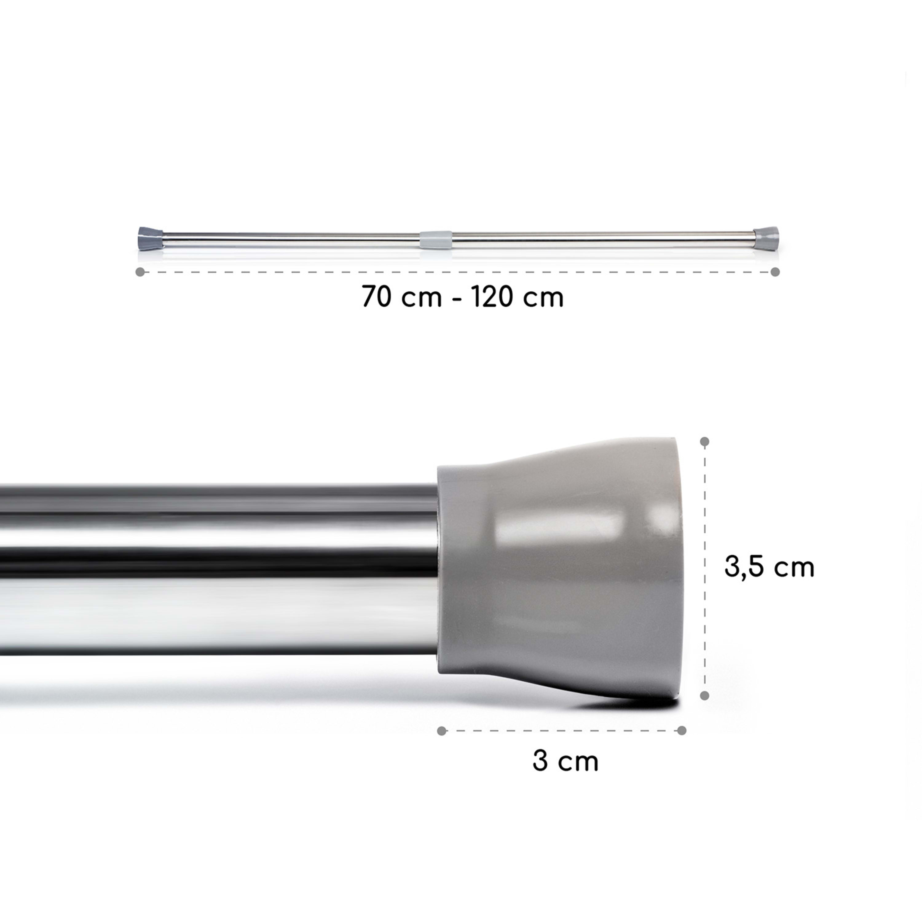 Asta telescopica Stamina S per tenda da doccia 70-120 cm antiscivolo S | Argento cromato