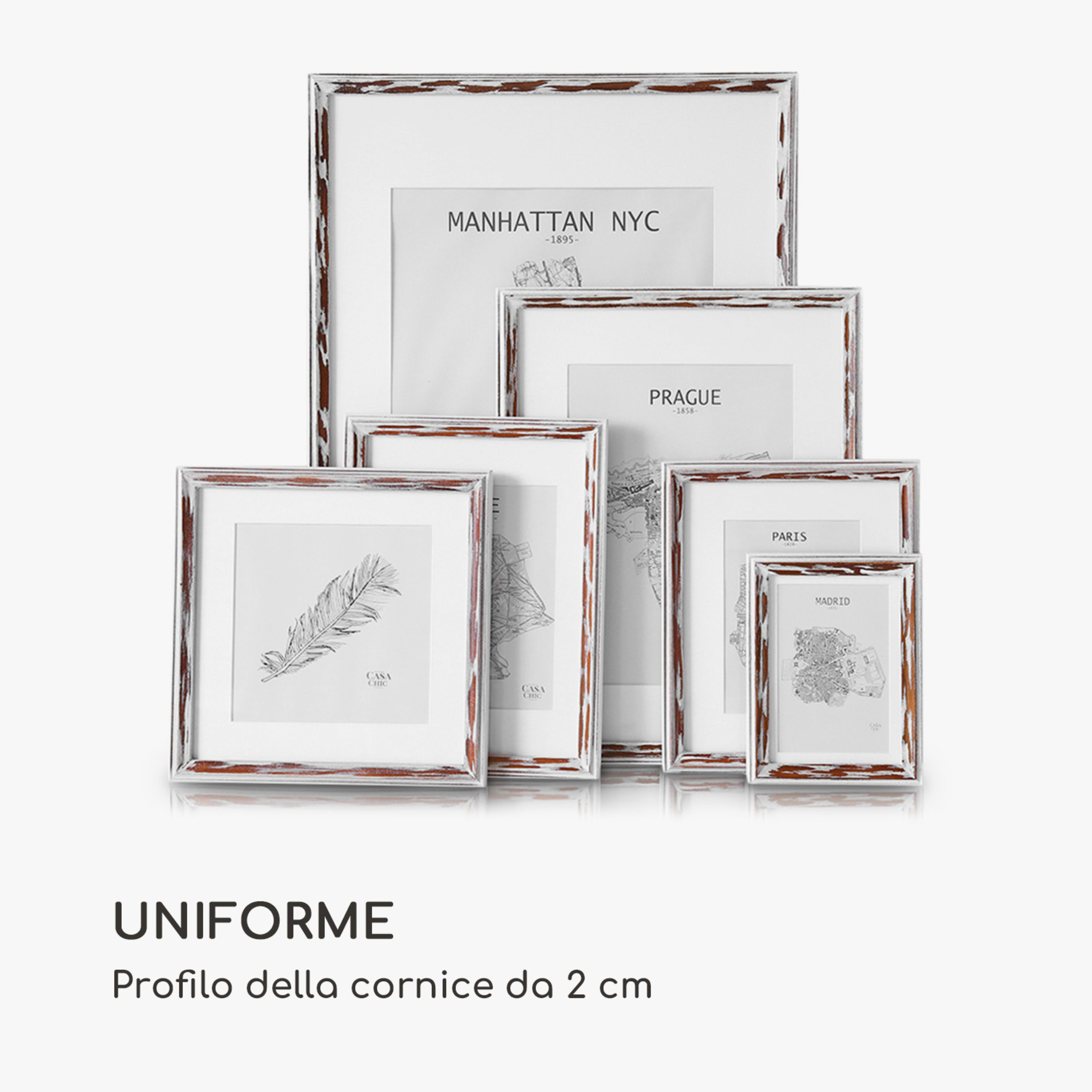 Lancaster cornice, rettangolare, foto DIN A4, passepartout, legno Marrone