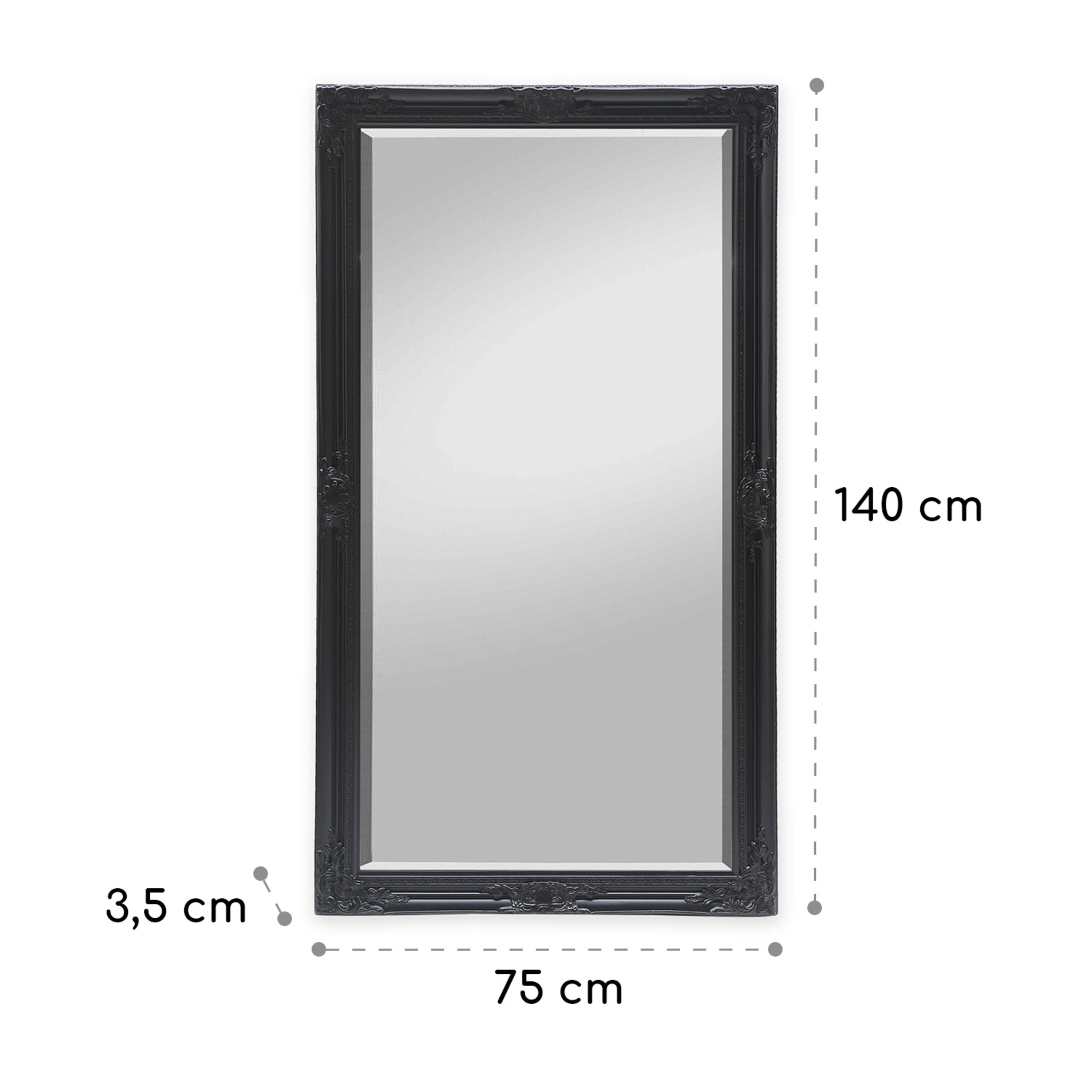 Wembley specchio da parete, legno, rettangolare, 140 x 75 cm  Bianco