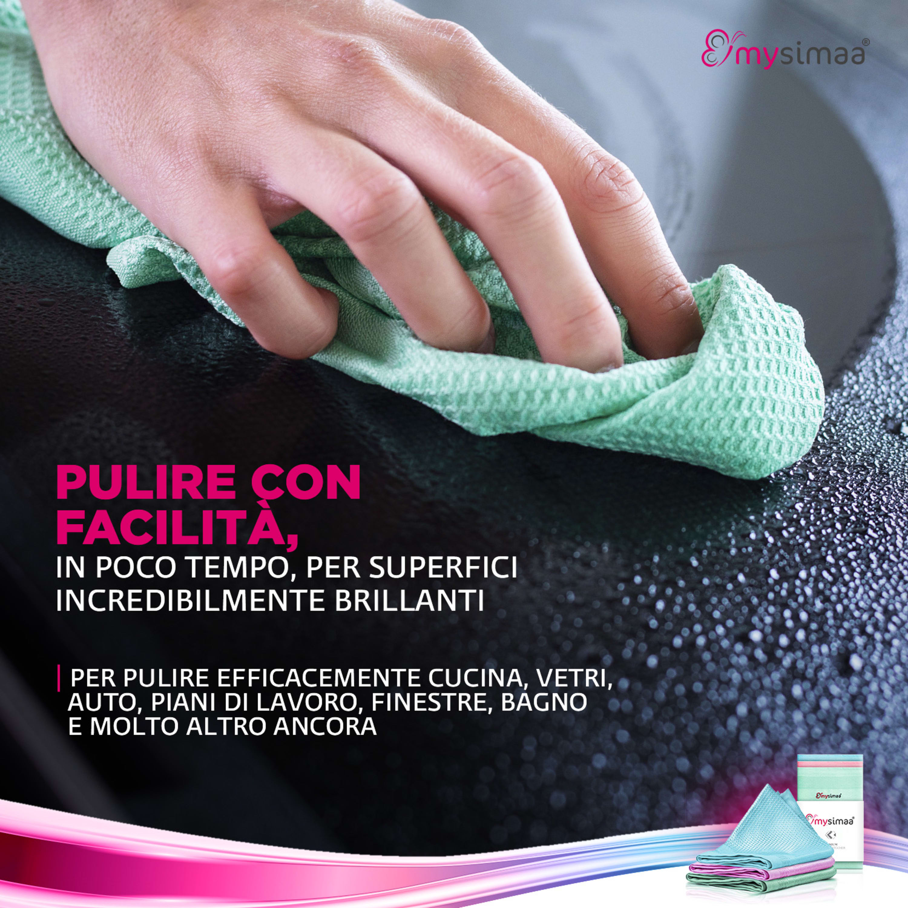 Professional Cleaning Cloths, pacco classico, panni per la pulizia, in microfibra, 60x40 cm Multi