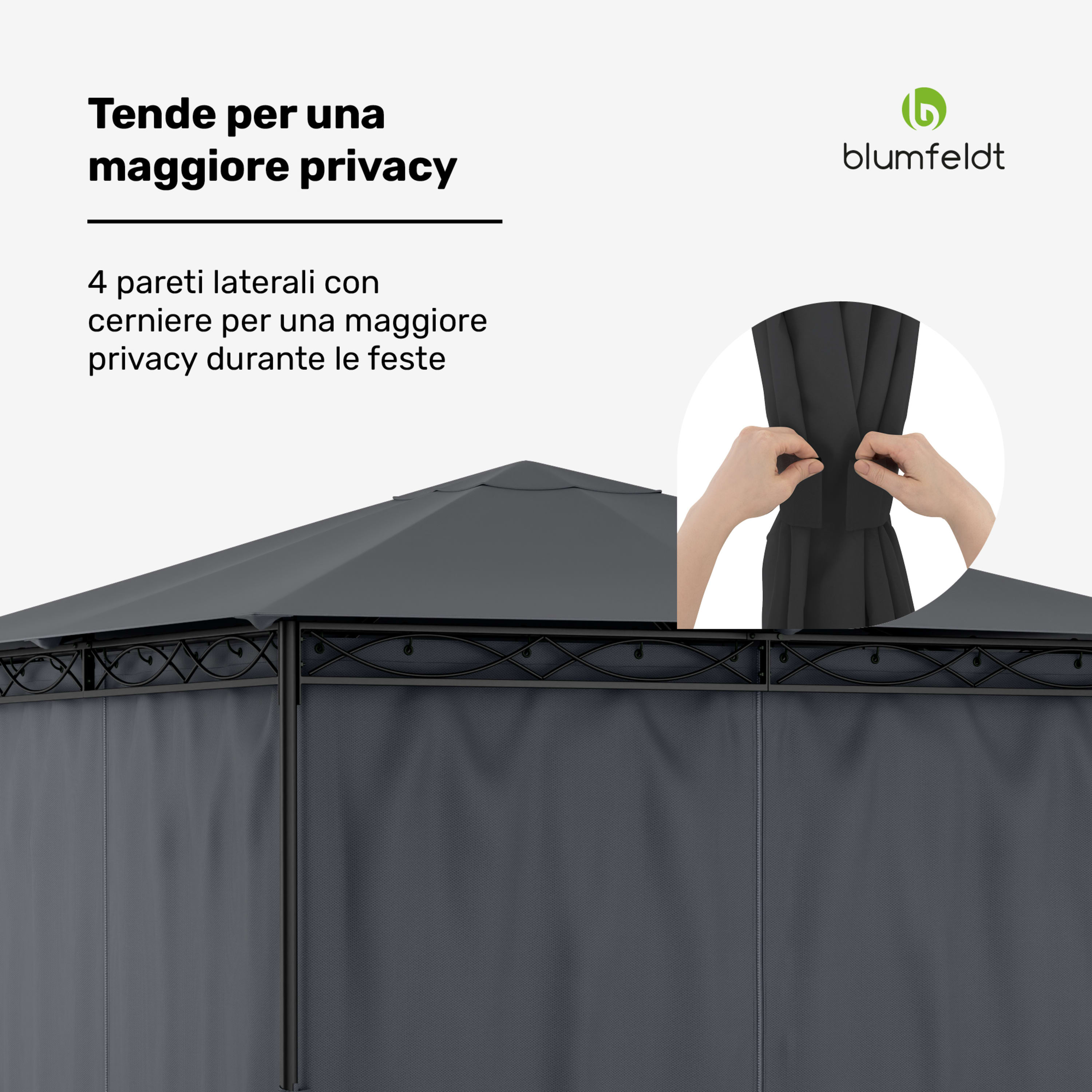 Mondo gazebo da giardino tendone per feste acciaio poliestere grigio scuro 3 x 3 m | Grigio Scuro