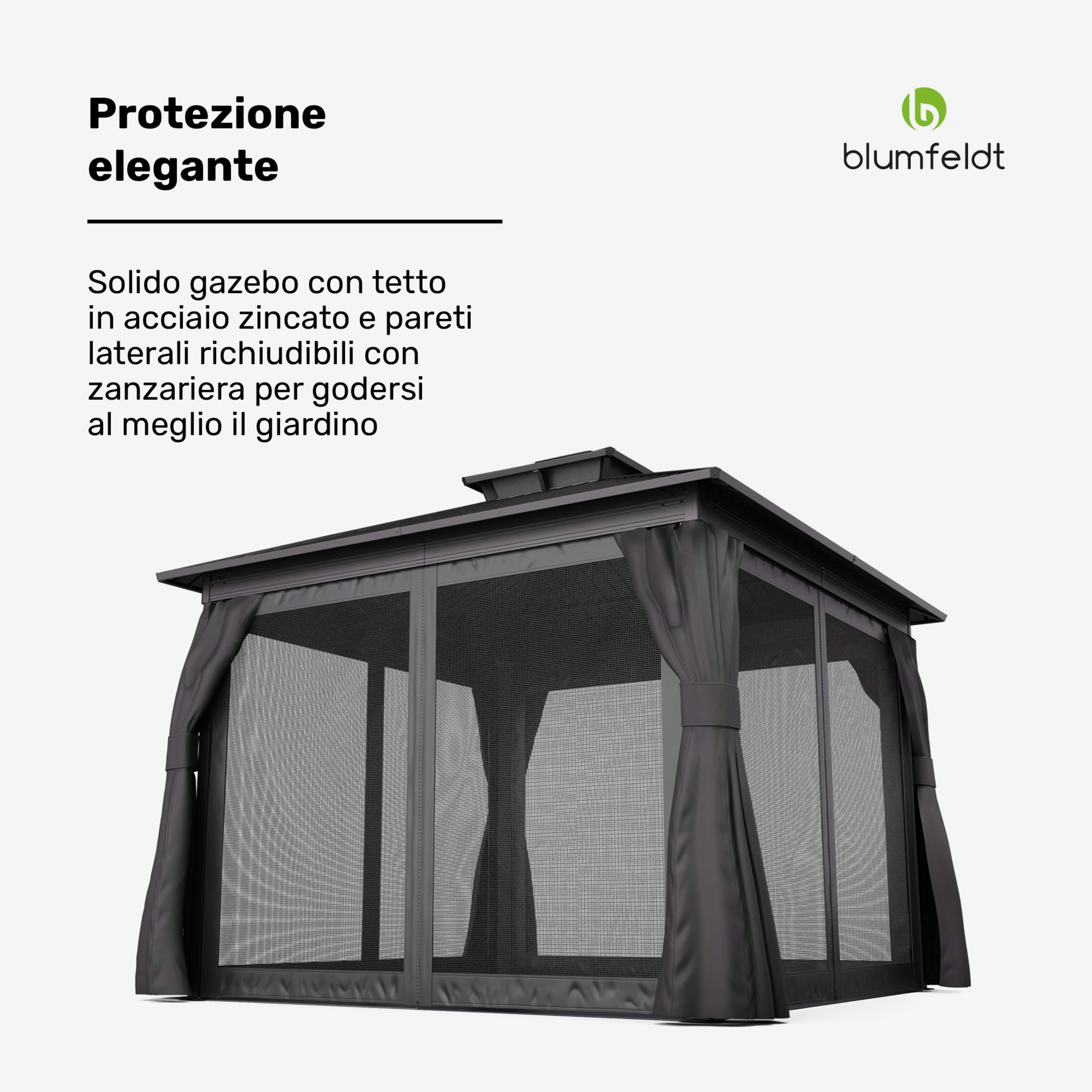 Il gazebo ShadeFortress da 3x3 m in acciaio zincato protegge dal sole, dalla pioggia e dal vento 3 x 3 m