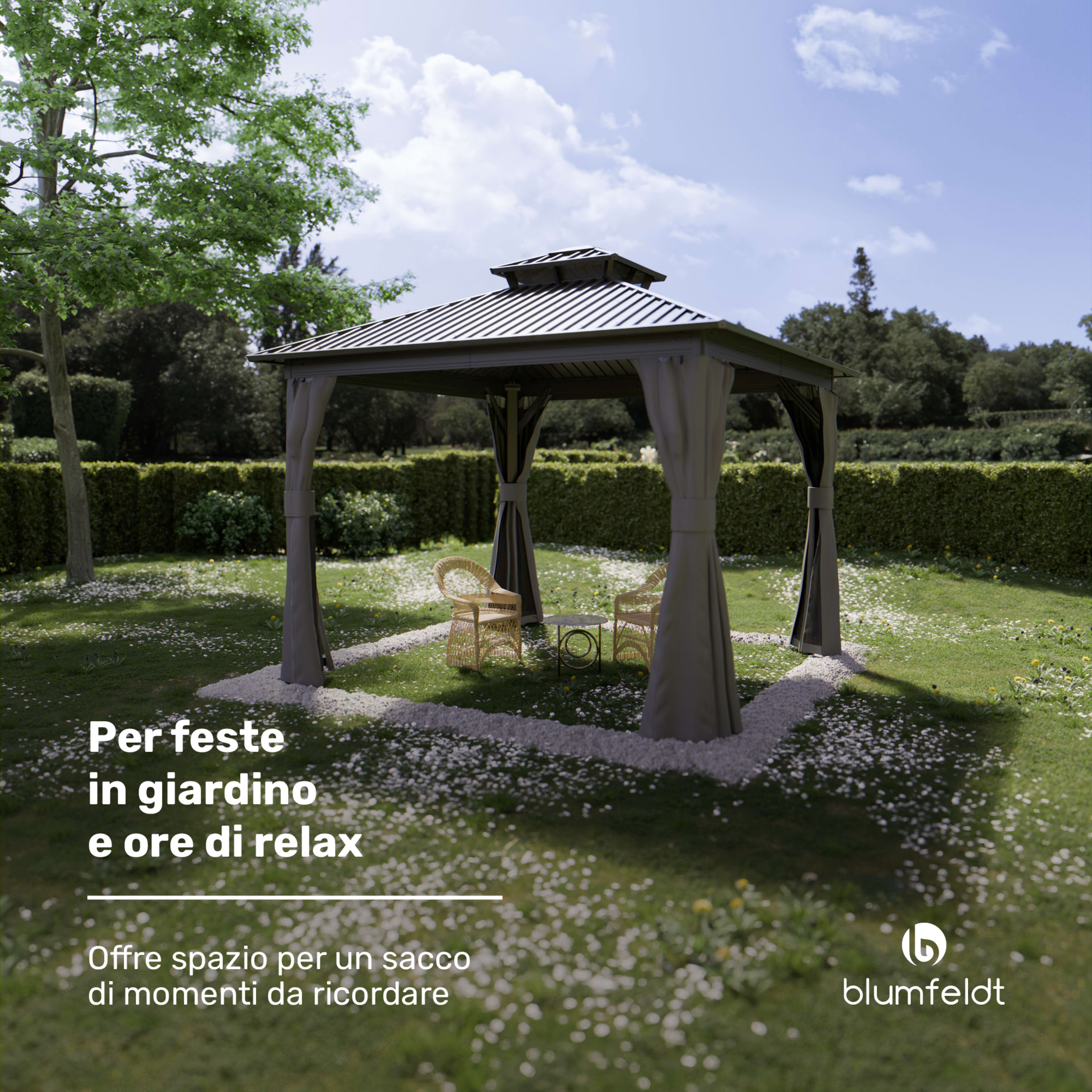 Il gazebo ShadeFortress da 3x3 m in acciaio zincato protegge dal sole, dalla pioggia e dal vento 3 x 3 m