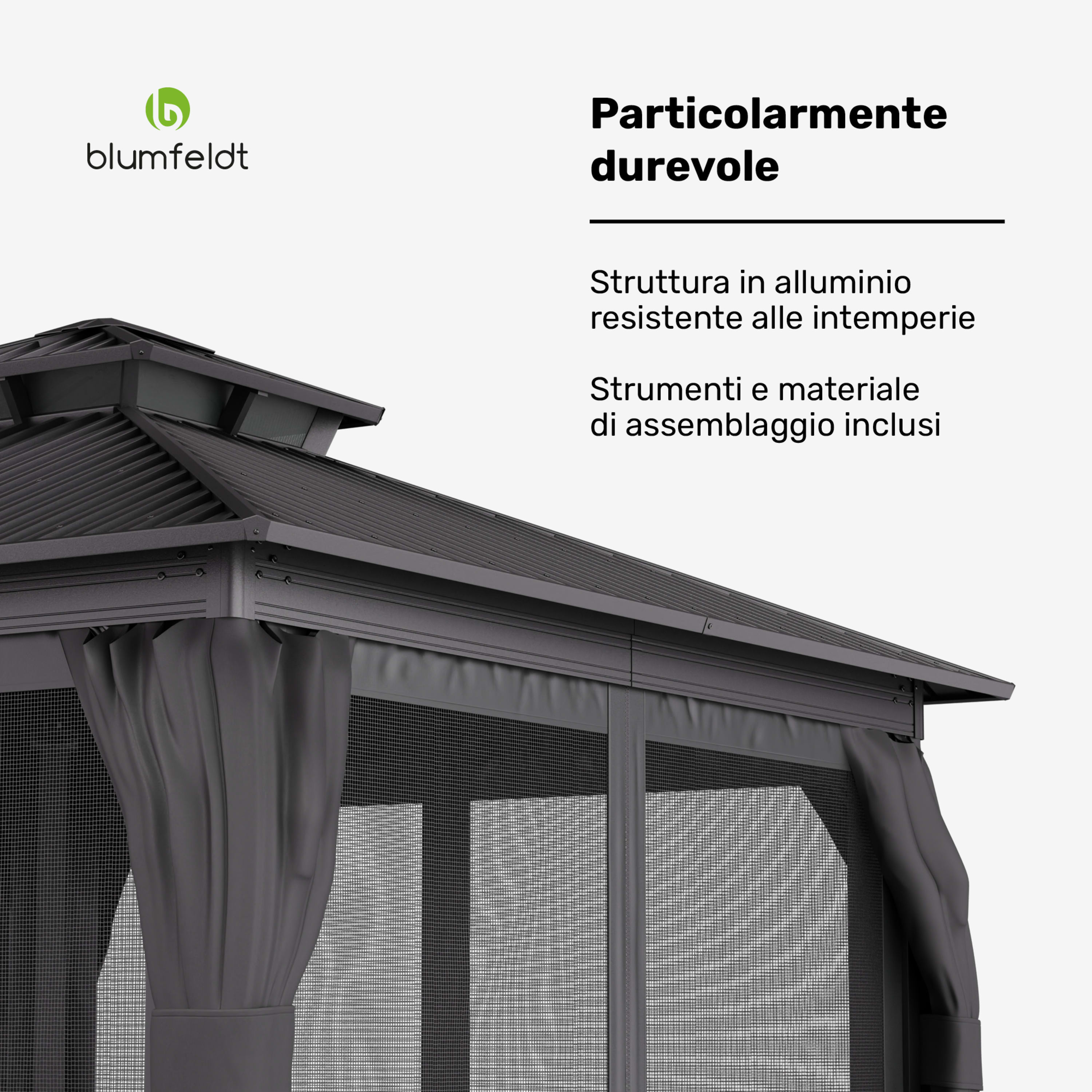 Il gazebo ShadeFortress da 3x3 m in acciaio zincato protegge dal sole, dalla pioggia e dal vento 3 x 3 m