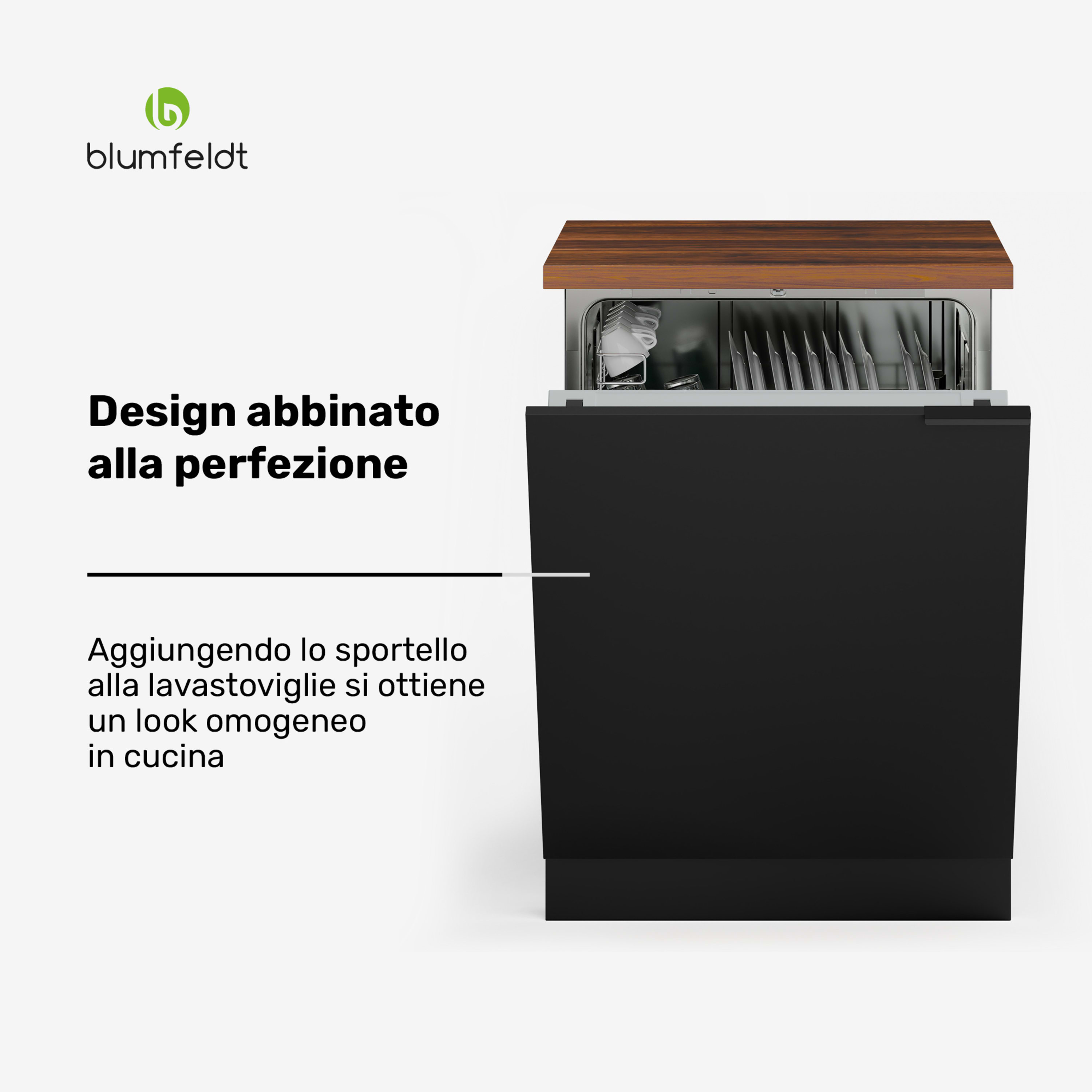 WoodVista - Mobile per lavastoviglie | Piano di lavoro robusto | Integrazione perfetta Mobile per lavastoviglie | Noce/Nero