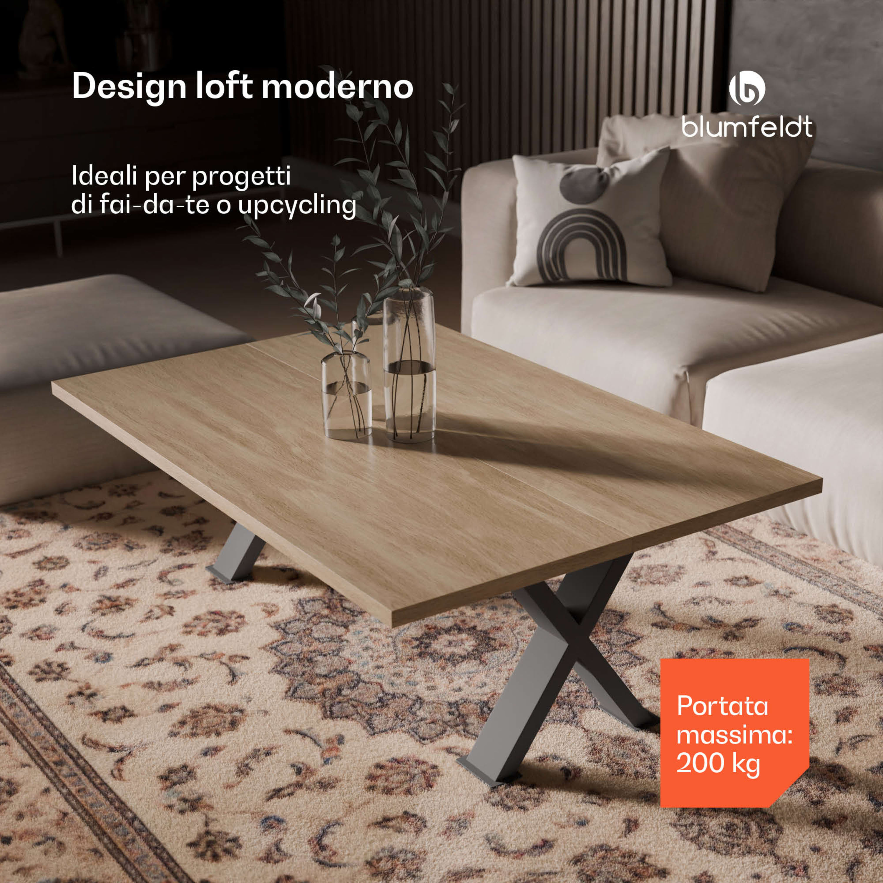 UrbanFodge X - Gambe del tavolo | Design moderno | Per progetti fai-da-te | Portata di 200 kg 35 x 40 x 12 cm