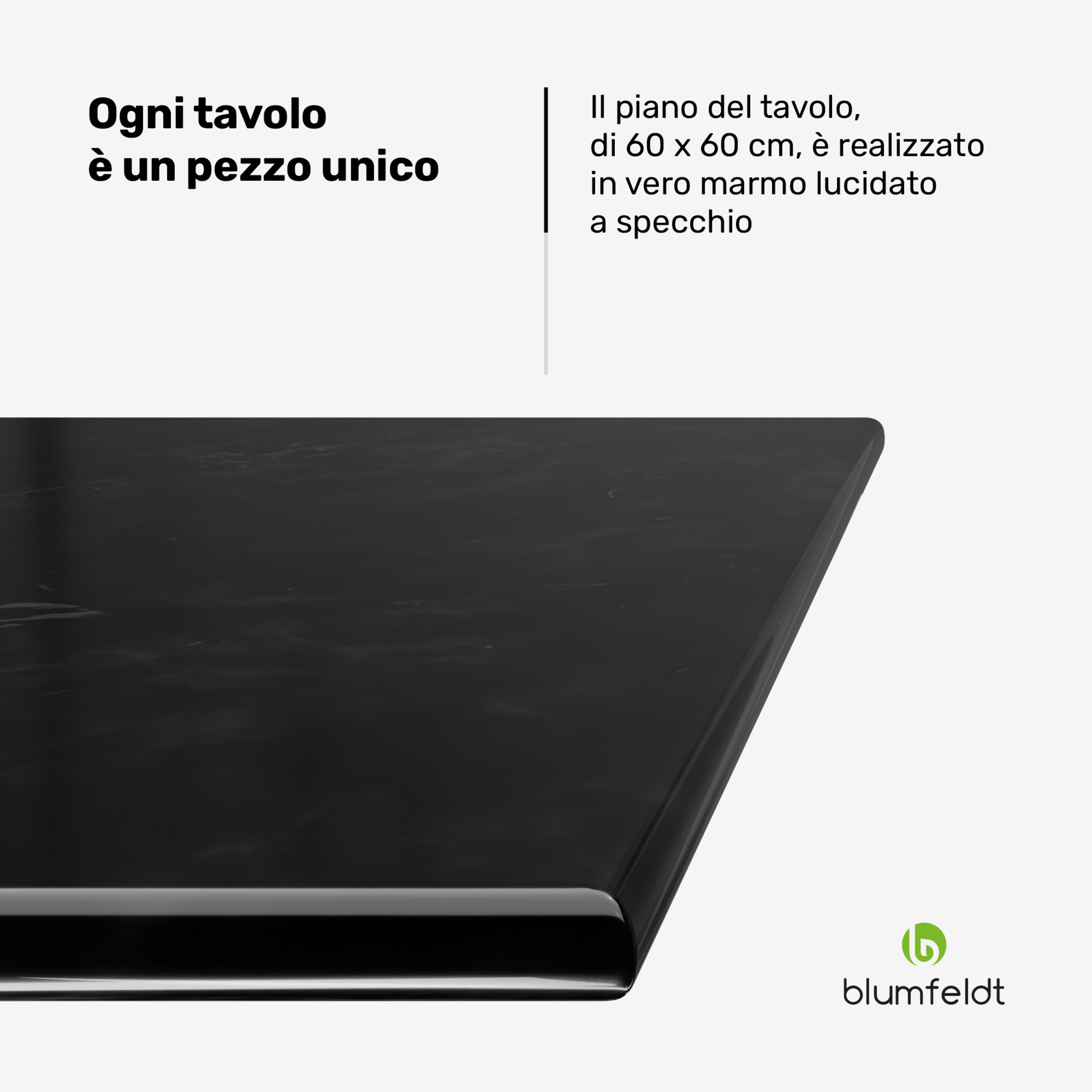 Patras - Tavolino da bistrò, piano in marmo, 60 x 60 cm, base d'appoggio in ghisa Nero