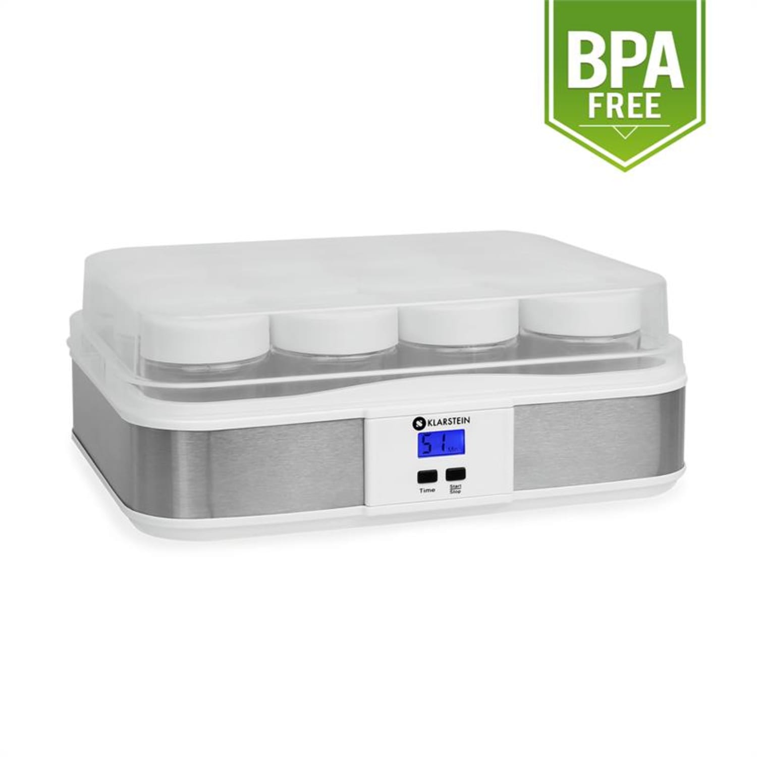 Gaia yoghurtmaker 12 potjes à 150 ml timer roestvrij staal