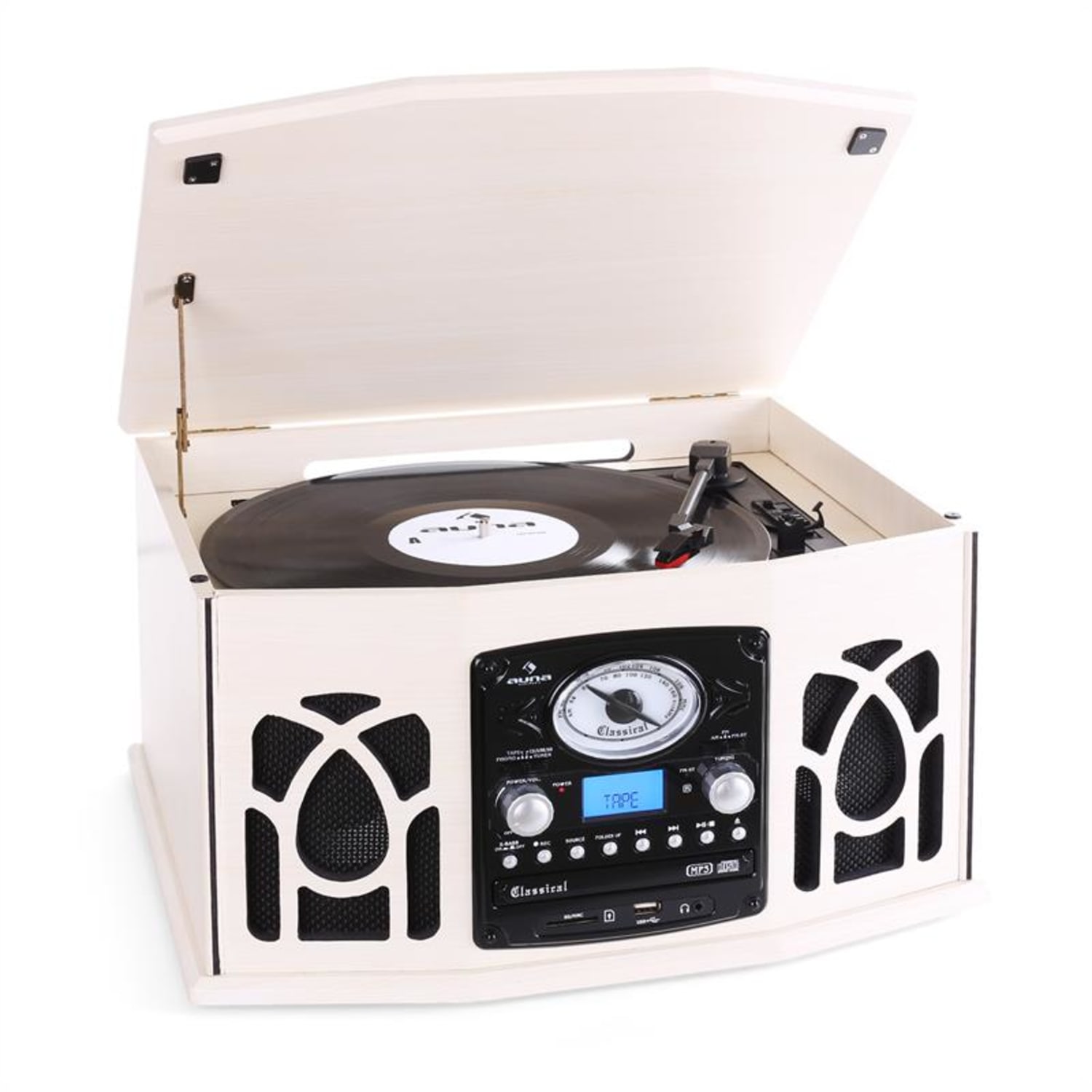 NR-620, stereo zariadenie, gramofón, krémové, MP3