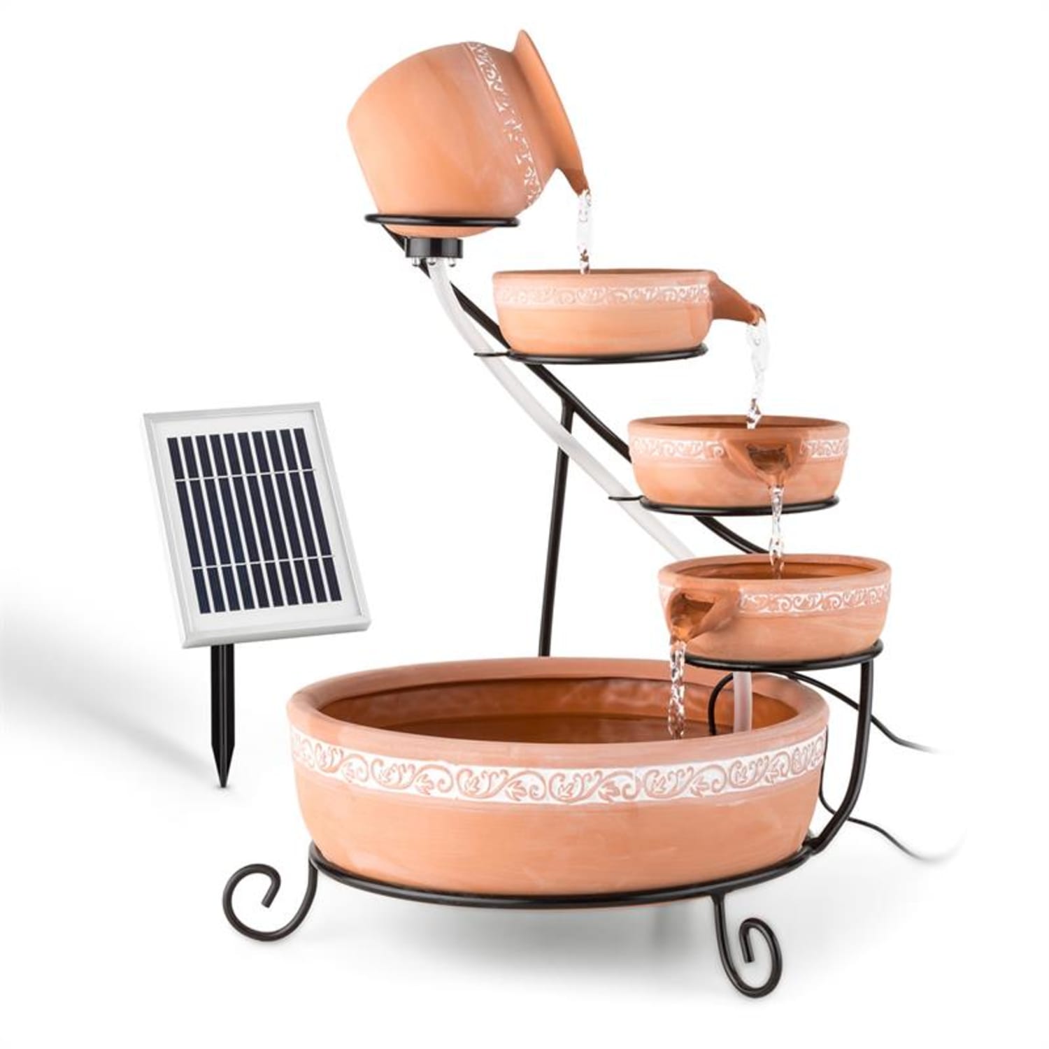Empoli Kaskadenbrunnen Terrakotta 5 Stufen 200 l/h Solar 2W LED