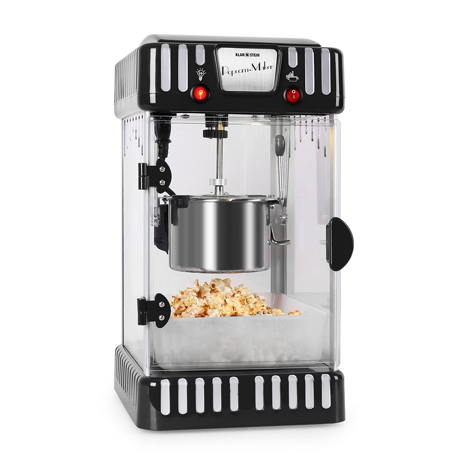 Klarstein SHU-Volcano-Black, 300 W, stroj na popcorn, miešadlo, nerez