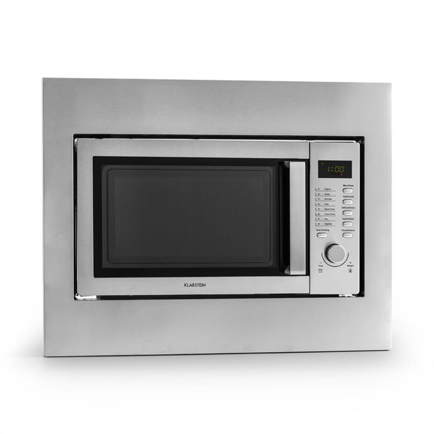 Steelwave Mikrowelle 23l 800W Grill 1000W Edelstahl Einbaurahmen