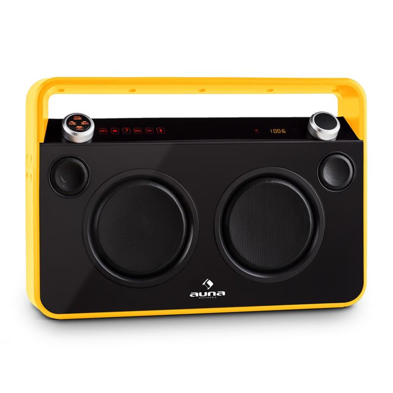 Bebop Equipo de sonido USB Bluetooth AUX MIC Batería Amarillo