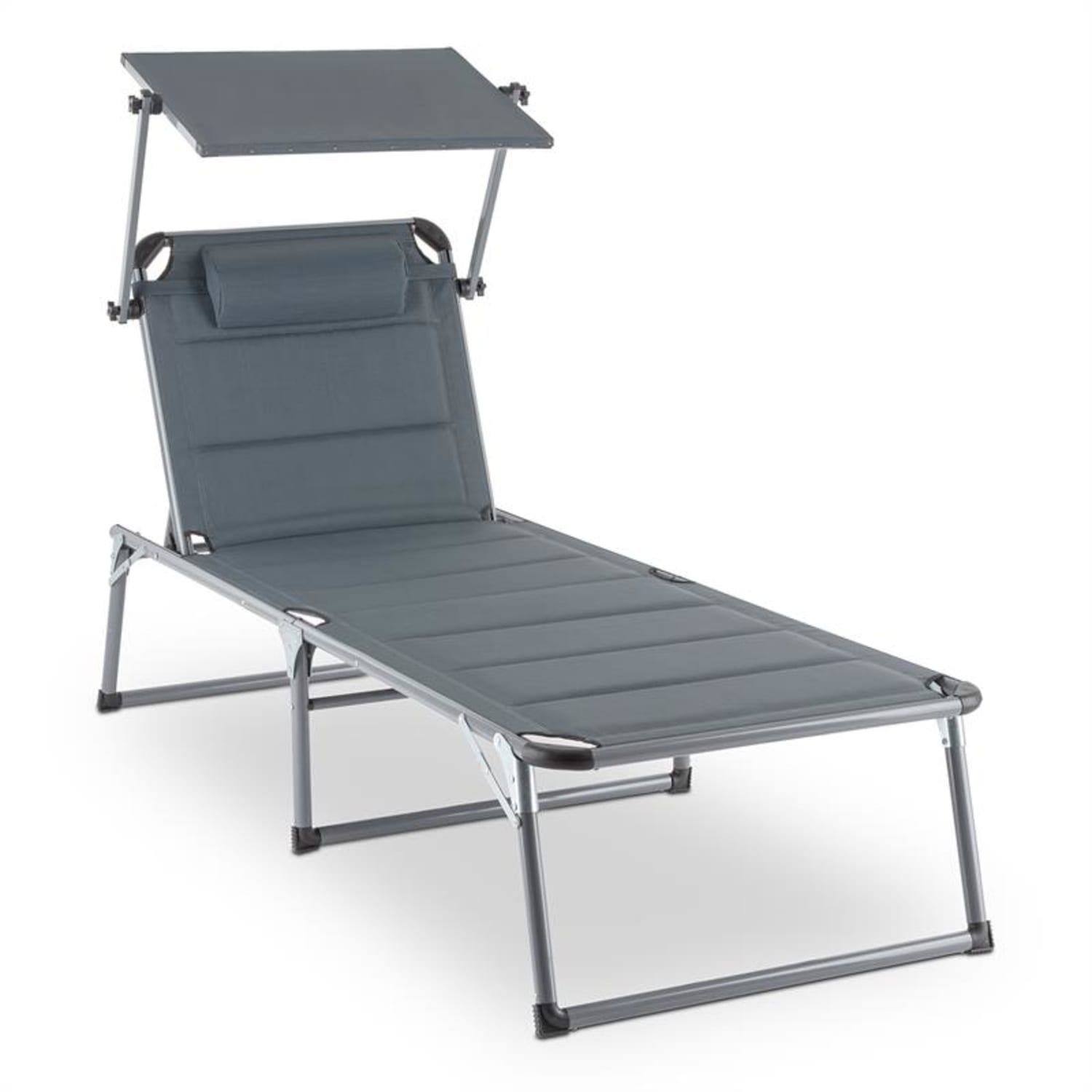 Amalfi Noble Gray Lettino Per Prendere Il Sole 70x37x200 cm Con Parasole Grigio