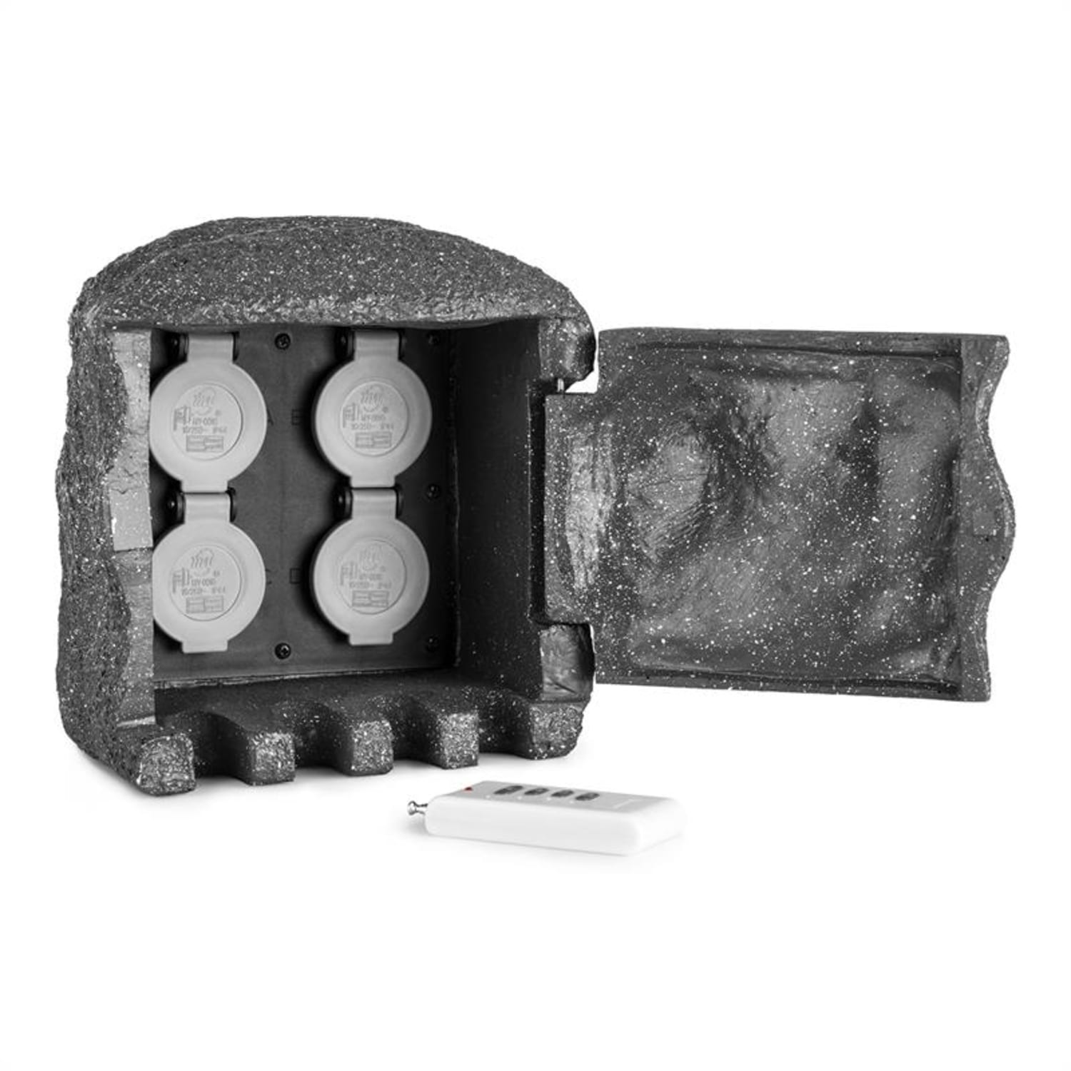 Power Rock Remote Presa Di Corrente Da Giardino 4 Prese 3 m Roccia Grigio Scuro