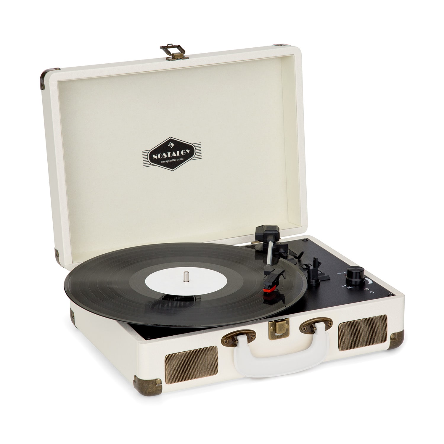 Nostalgy by Peggy Sue retro gramofón platne USB AUX krémová/vzhľad mosadze