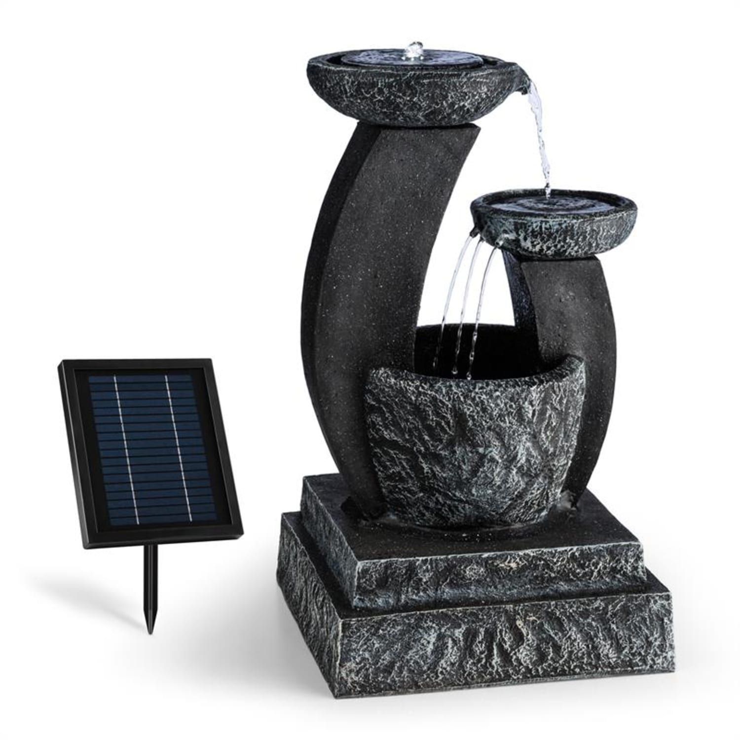 FANTAGHIRO, градински фонтан, декоративен фонтан, 3W SOLAR LED полиресин каменен вид