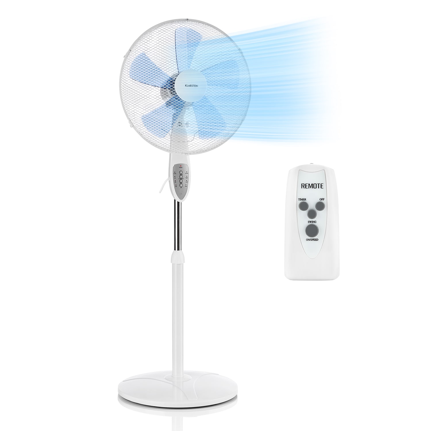 Summerjam Standventilator Standlüfter Ventilator | Ø 41 cm | 50 W | 3 Geschwindigkeiten | 4150 m³/h | Oszillation Timer Fernbedienung höhenverstellbar