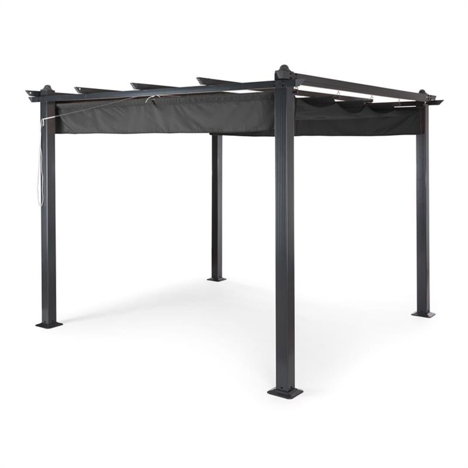 Pantheon, pergola, prístrešok, 3 x 3 m, hliník, strieška proti slnku, polyester, sivá