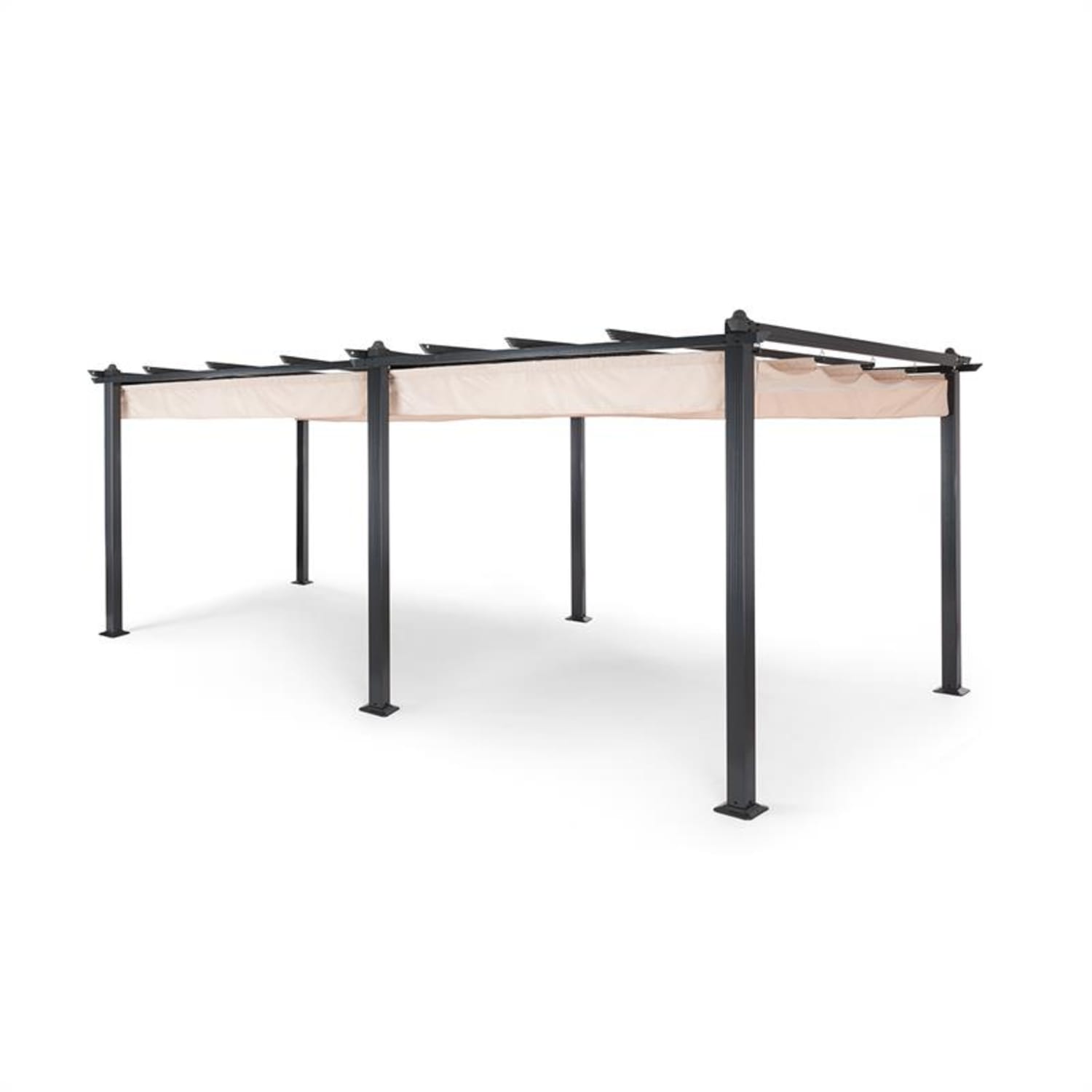 Pantheon, pergola, prístrešok, 3 x 6 m, hliník, strieška proti slnku, polyester, béžová