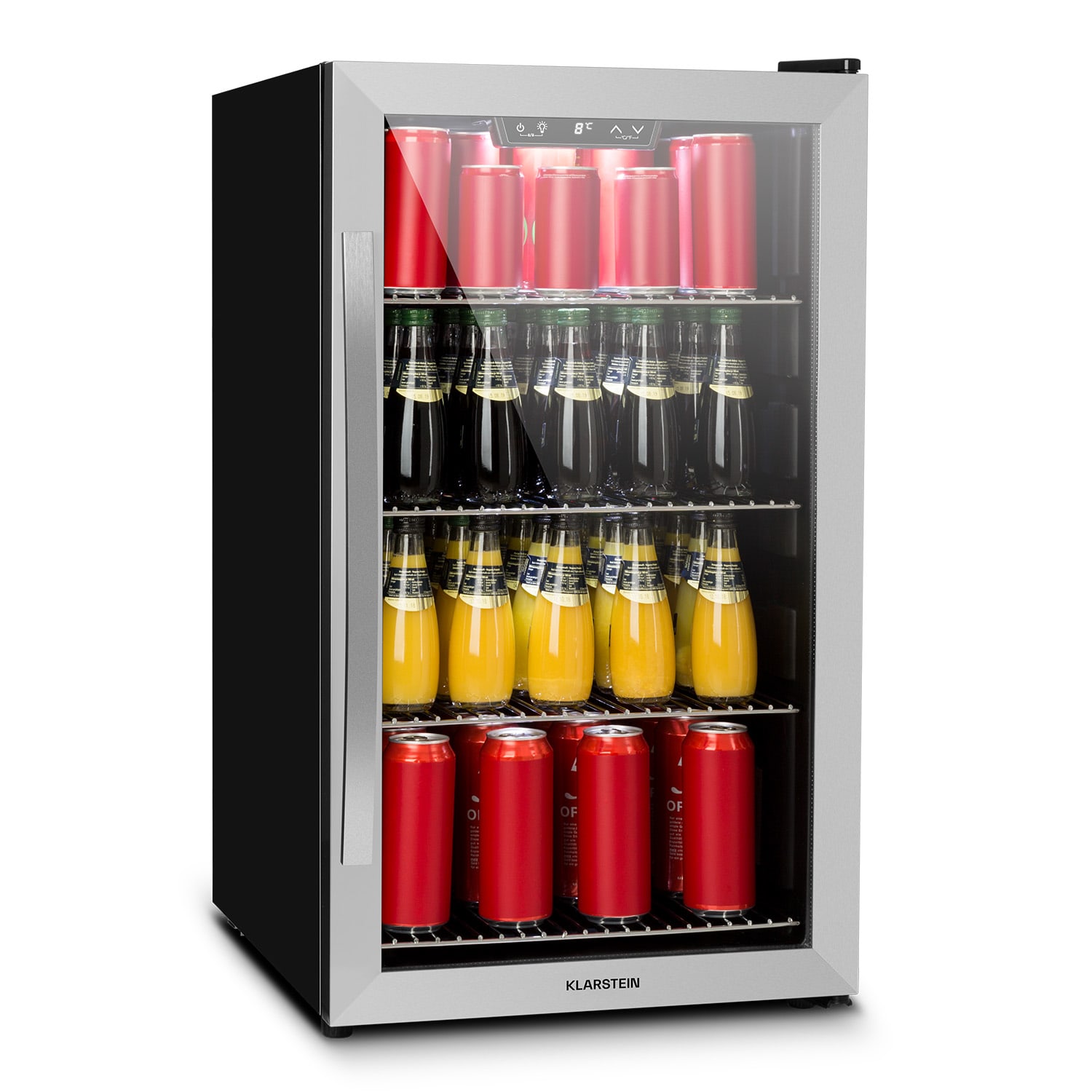 Beersafe 4XL Kühlschrank 124 Liter 4 Böden Panoramaglastür Edelstahl