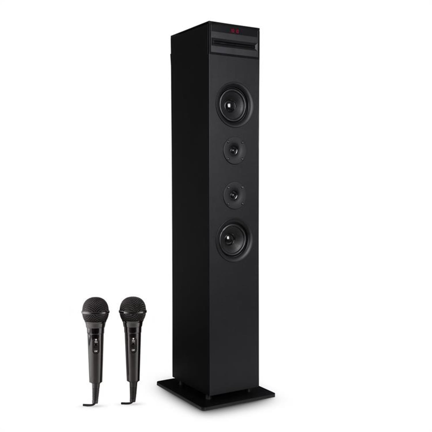 Karaboom CD Karaoke System Bluetooth MP3 USB Charger Microphone FB Black