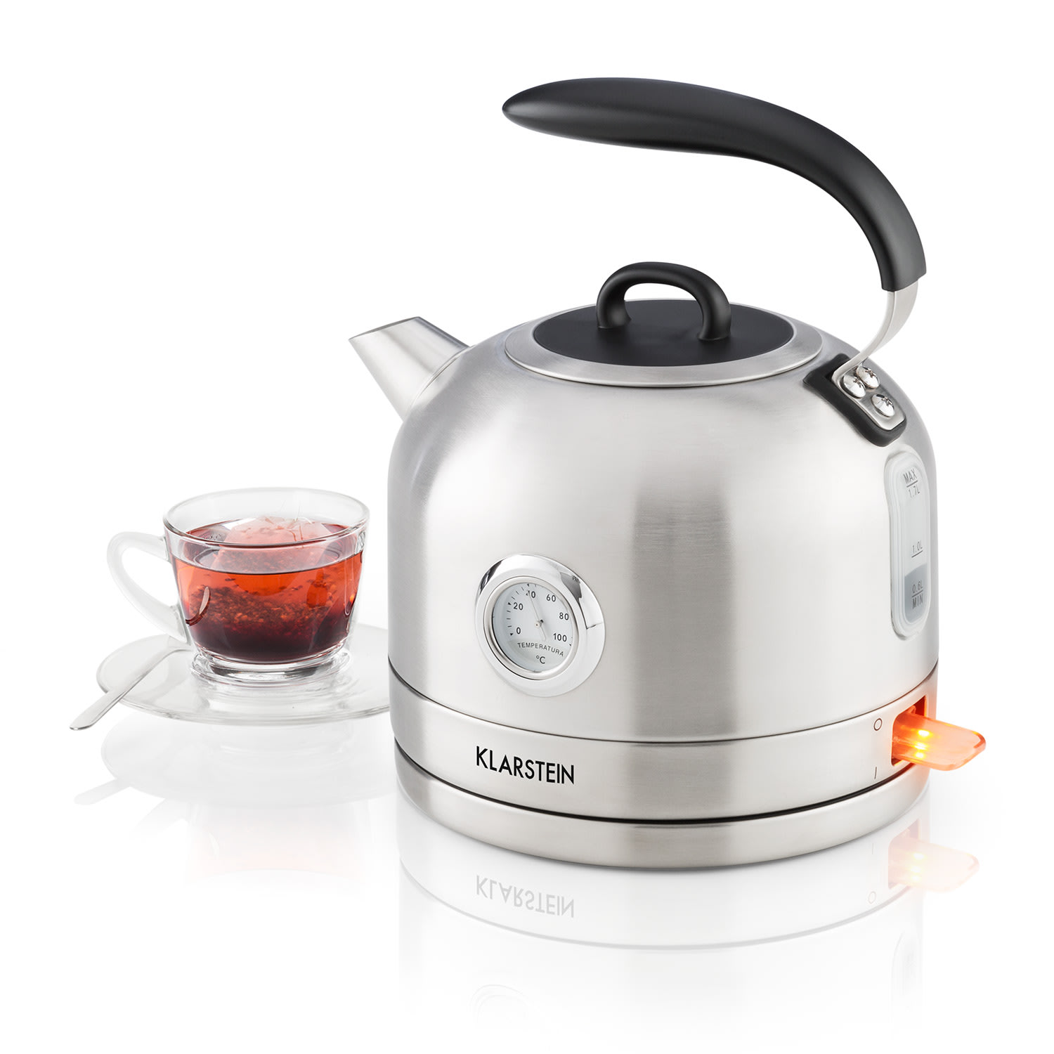 Carlina Retro-Wasserkocher 1,7l 1850-2200 W Teekessel Edelstahl