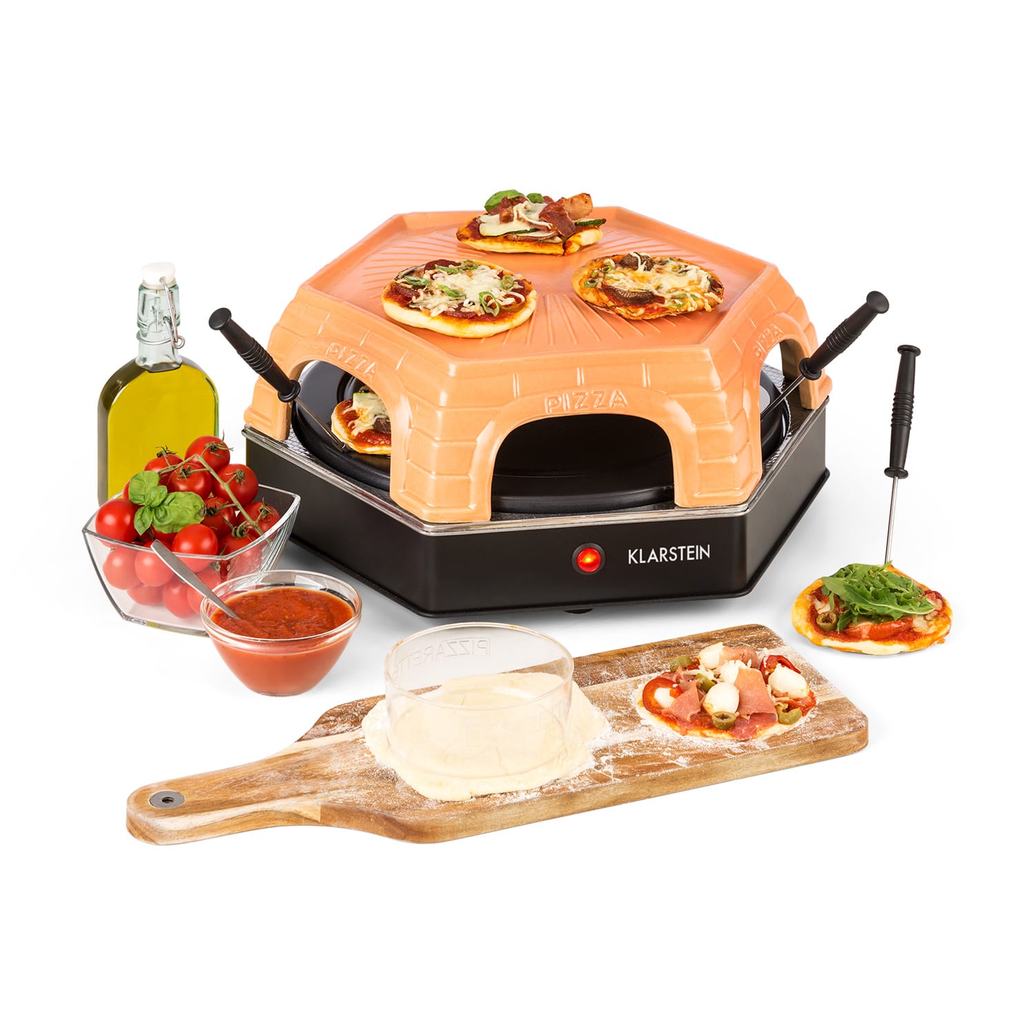 Capricciosa Pizzaofen 1500W Abdeckung aus Terracotta Warmhaltefunktion