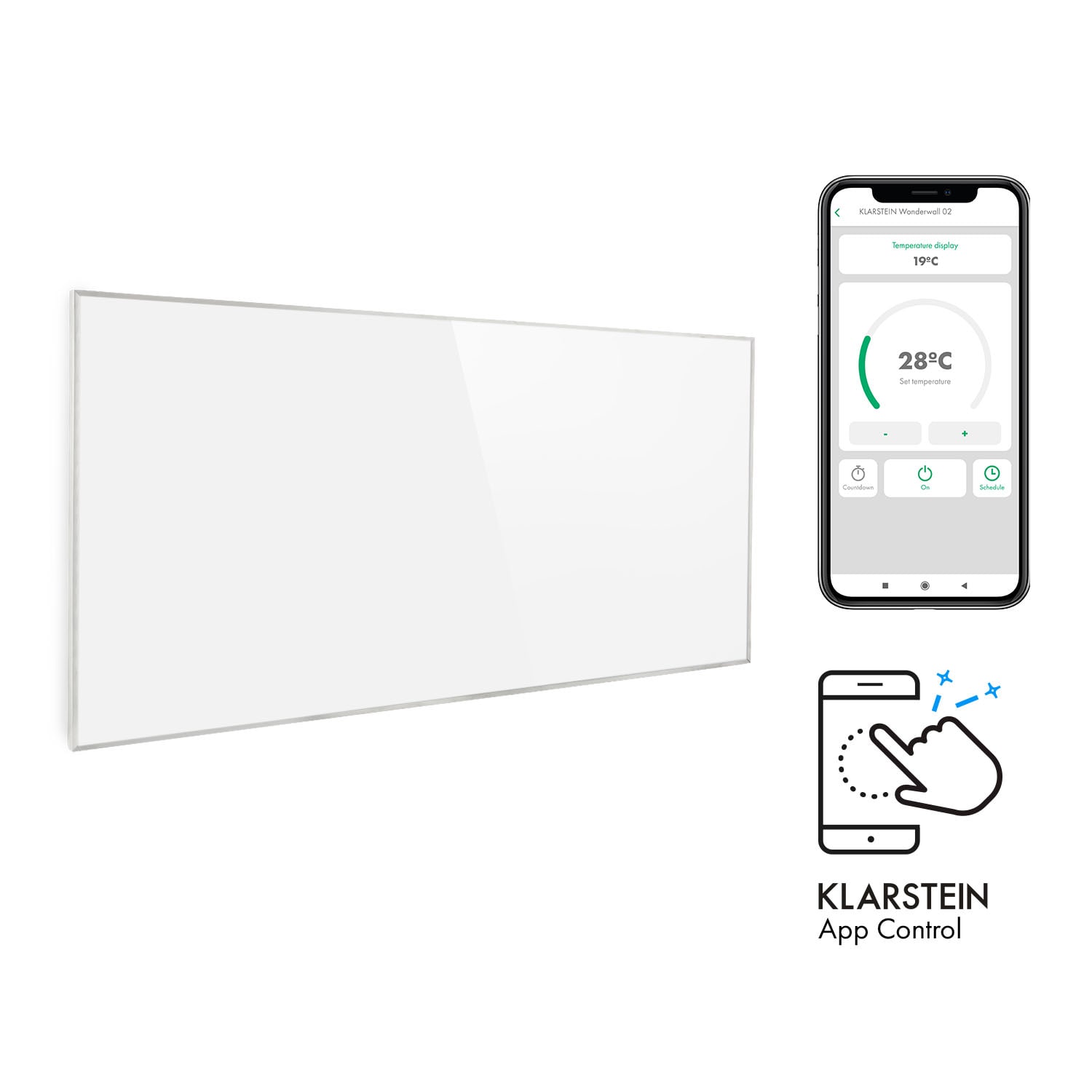 Wonderwall Smart Panel calefactor infrarrojo 60x120cm 720W Temporizador semanal IP24 Blanco