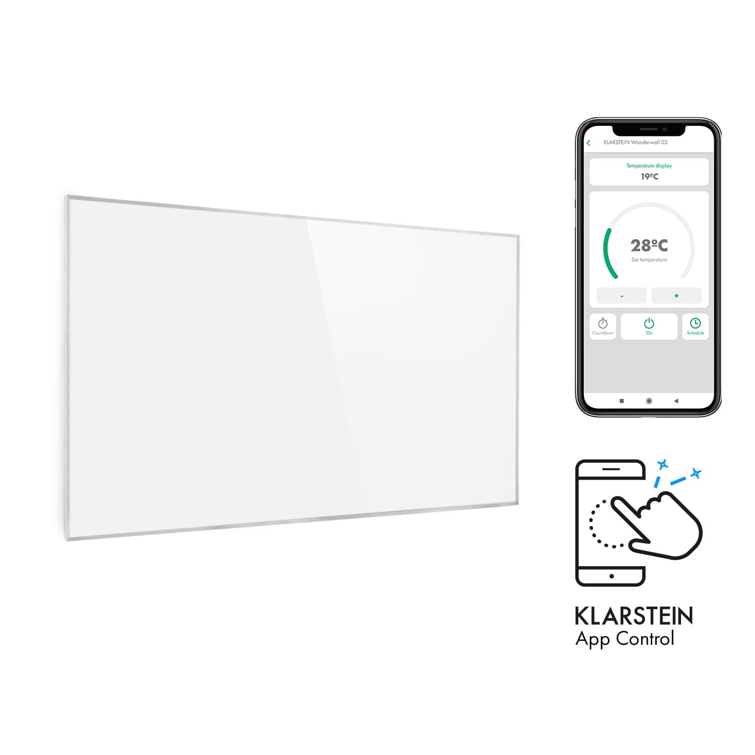 Wonderwall 450 Smart, infračervený ohrievač, 50 x 90 cm, 450 W, týždenný časovač, IP24, biely