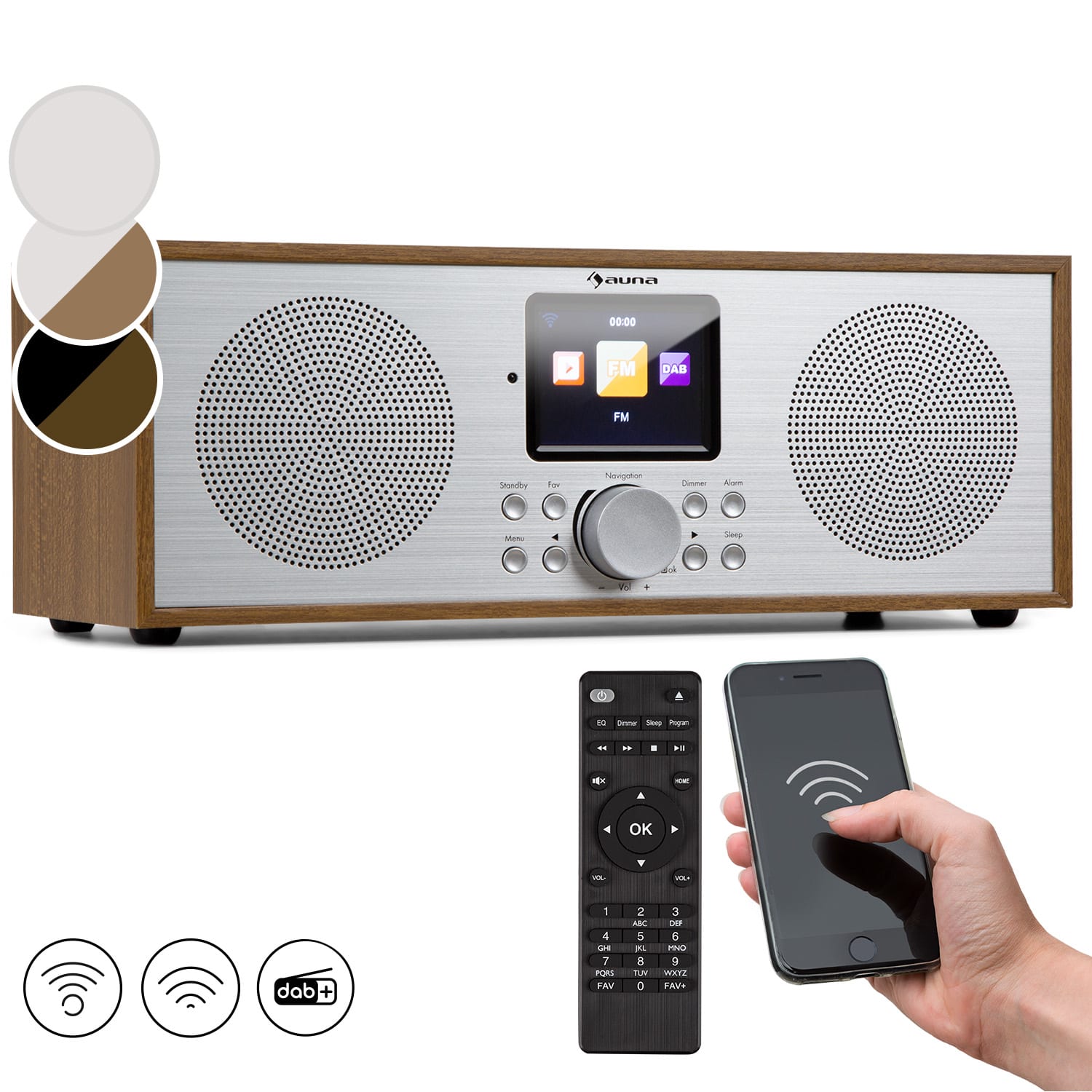 Silver Star Stereo Internet DAB+/UKW Radio, WiFi, BT, DAB+/UKW, Eiche