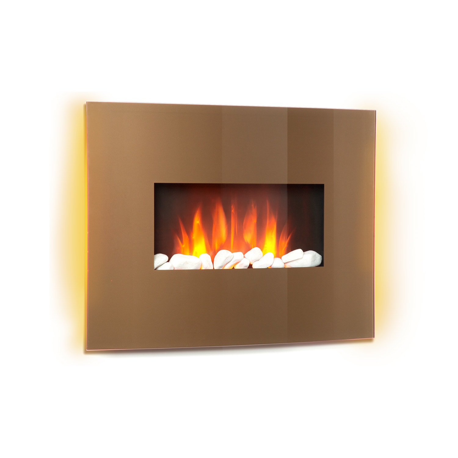 Curved Copper L&F, električni kamin, 1000/2000 W, zaobljeni stakleni panel, daljinski upravljač, bakar