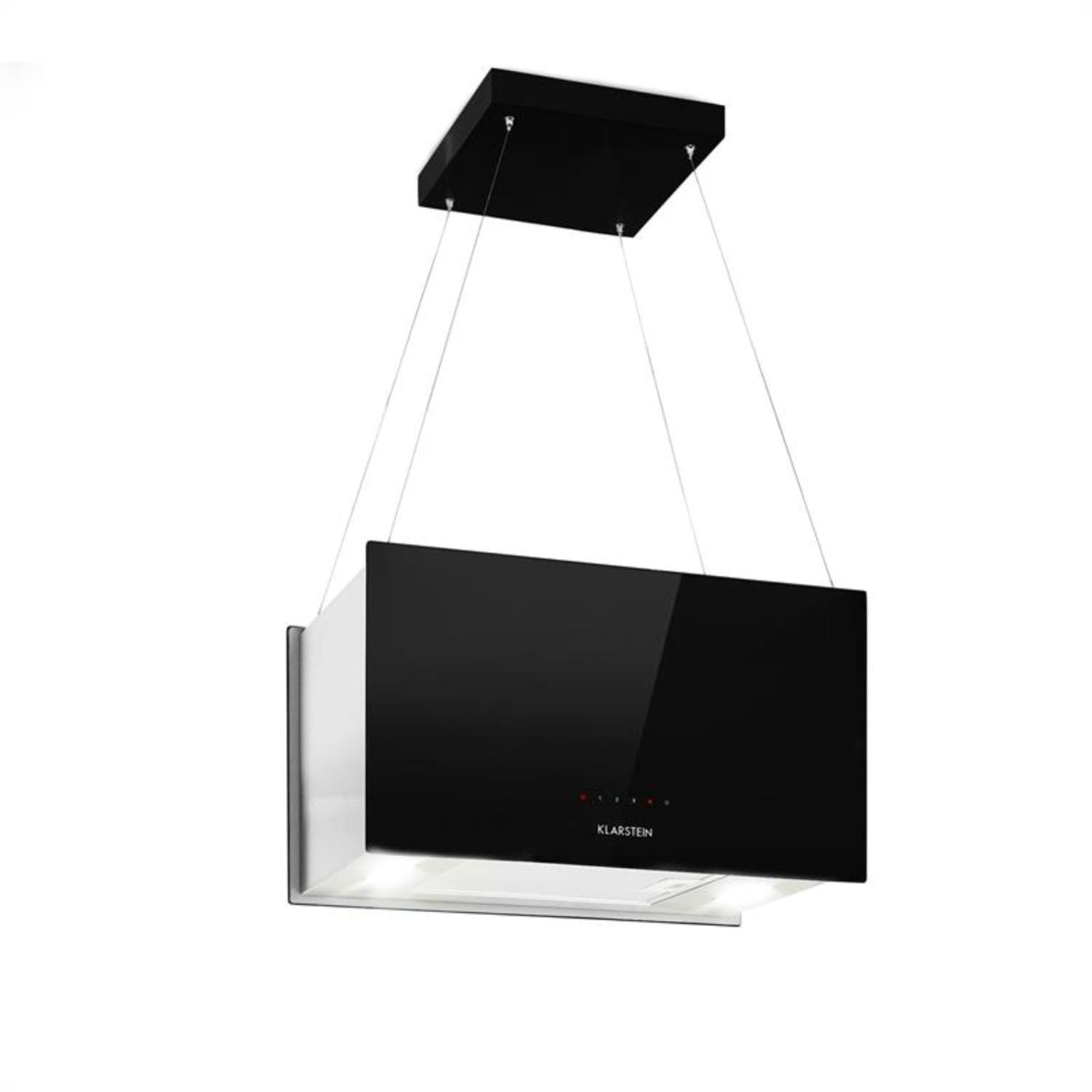 Kronleuchter L, okap kuchenny wyspowy, 60 cm, 590 m³/h, LED, panel dotykowy, kolor czarny