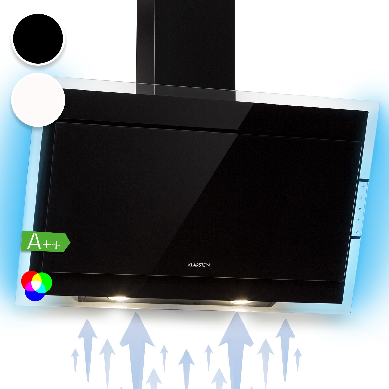 Mirage 90 Dunstabzugshaube 550 m³/h Touch-Panel RGB-Ambiente-Licht A++