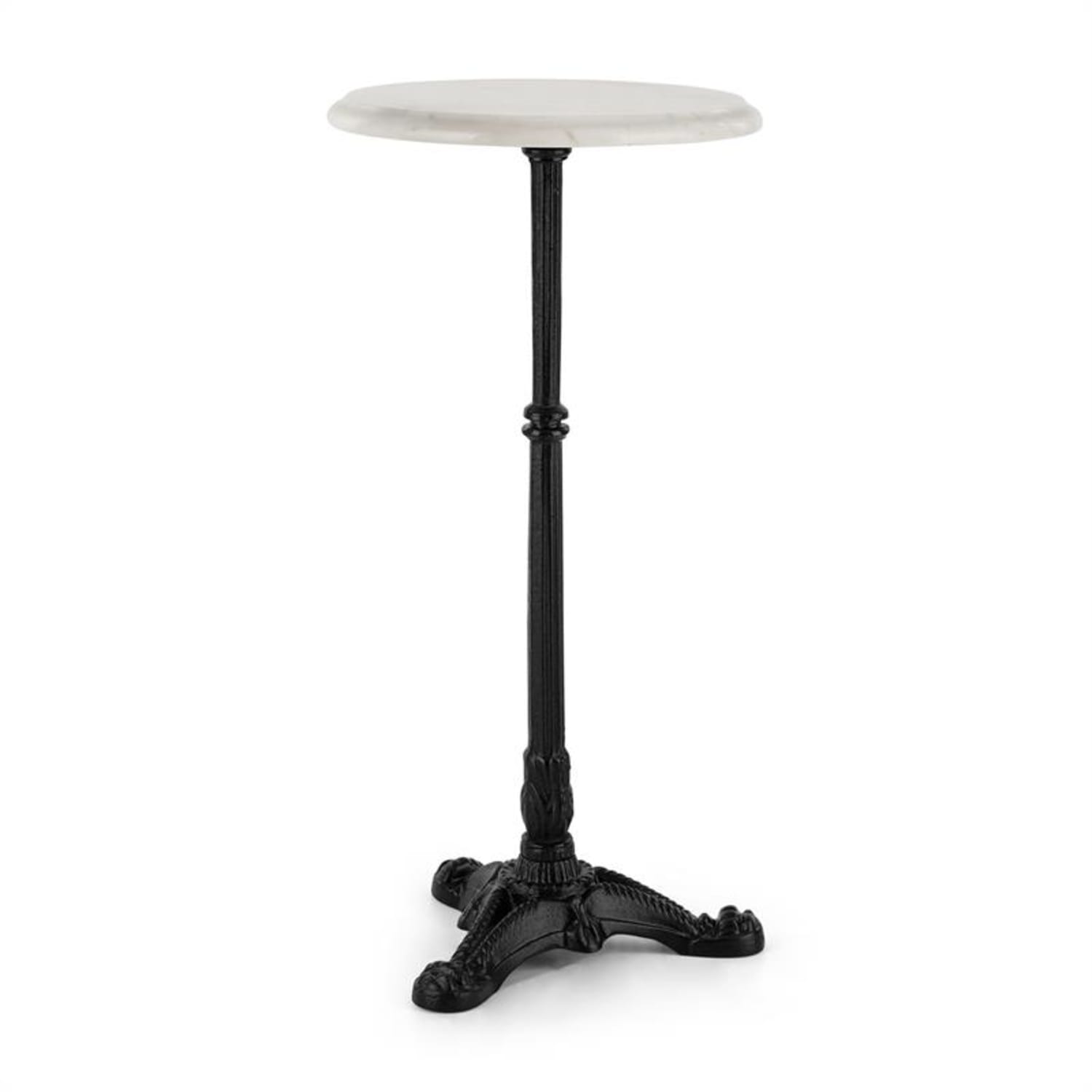 Patras-XS Table de bistrot plateau Ø 30cm fonte & marbre blanc