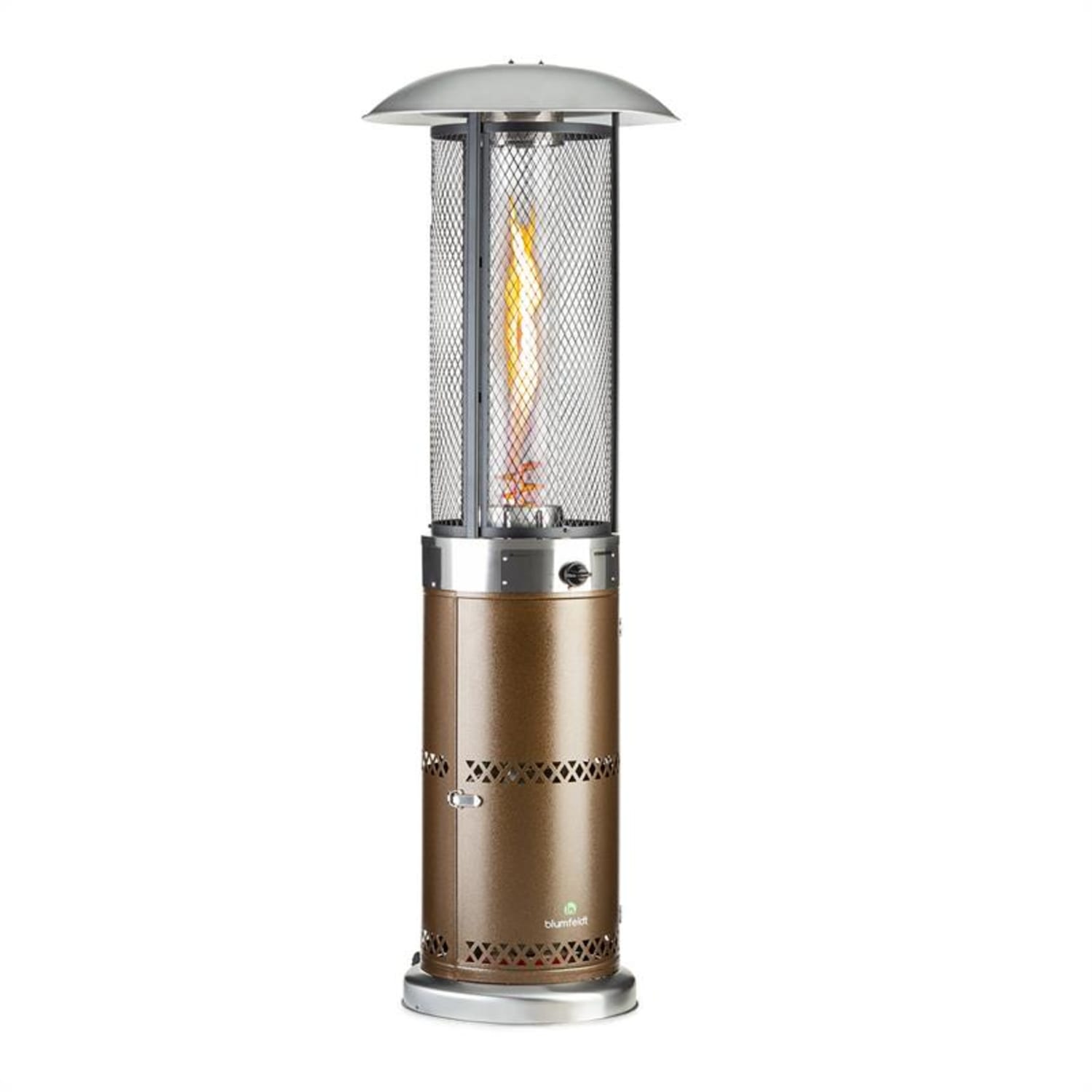 Goldflame Deluxe Terrassenheizstrahler 36.000BTU/11kW Temperglas mobil Edelstahl Bronze