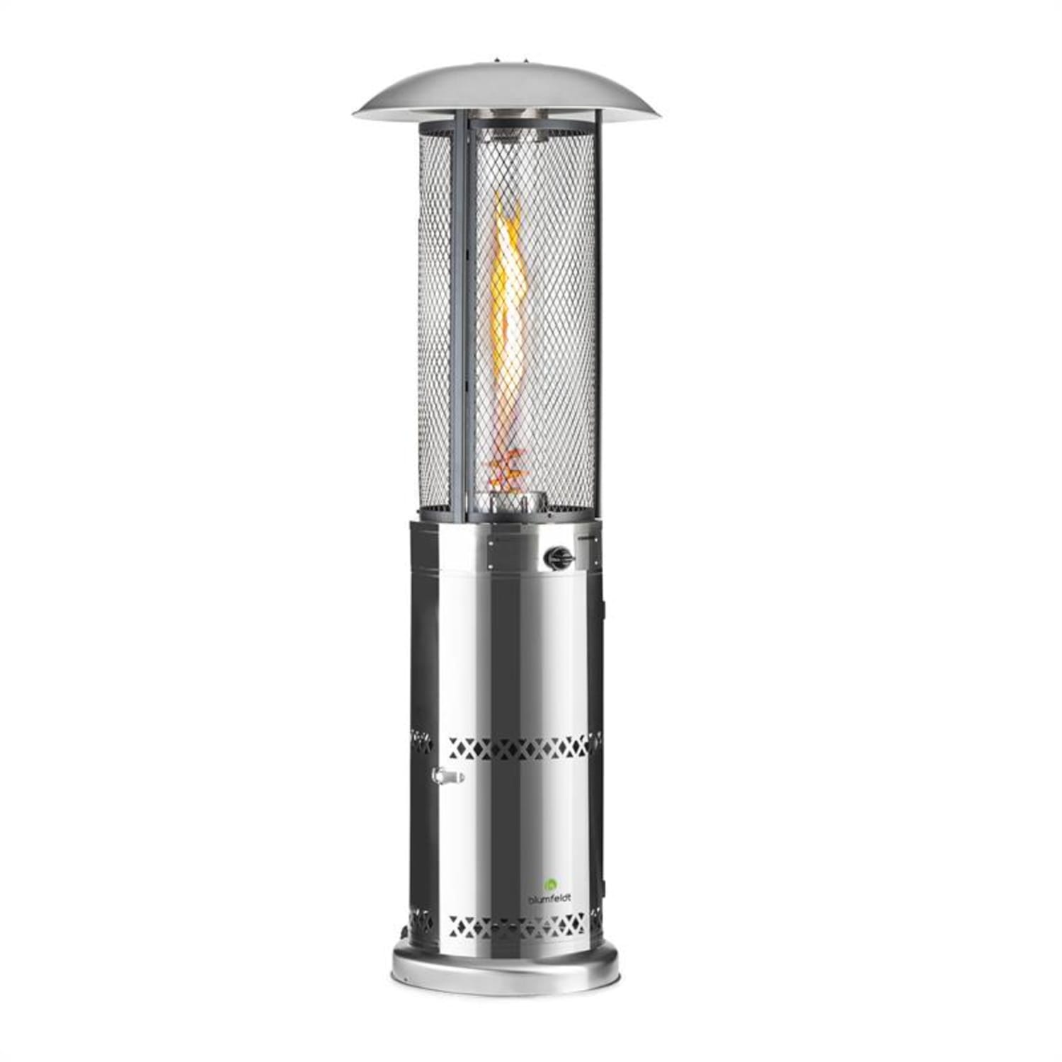 Goldflame Deluxe Terrassenheizstrahler 36.000BTU/11kW Temperglas mobil Edelstahl Silber