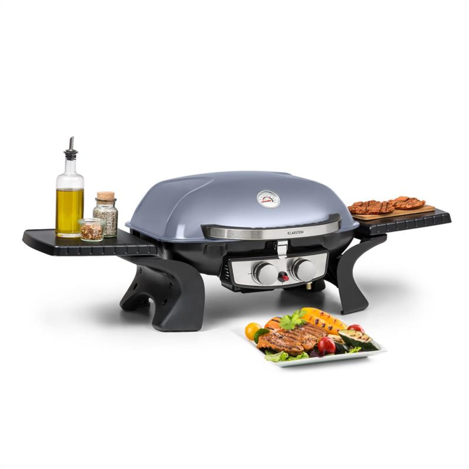 Parforce Duo Gasgrill 2 Brenner 4,4kW 15000BTU 300°C grau