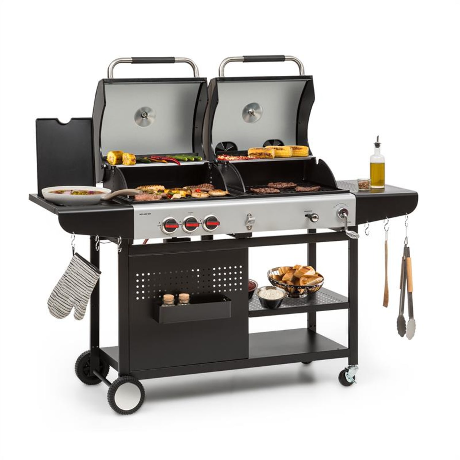Hot & Hot Gasgrill 8,5kW 3 Brenner höhenverstellbar schwarz
