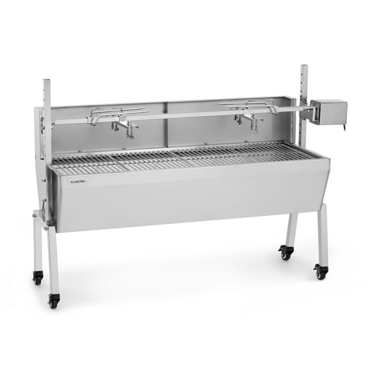 Sauenland Pro, malacsütő grill, forgó nyárs, 13 W, 4 kerék, nemesacél