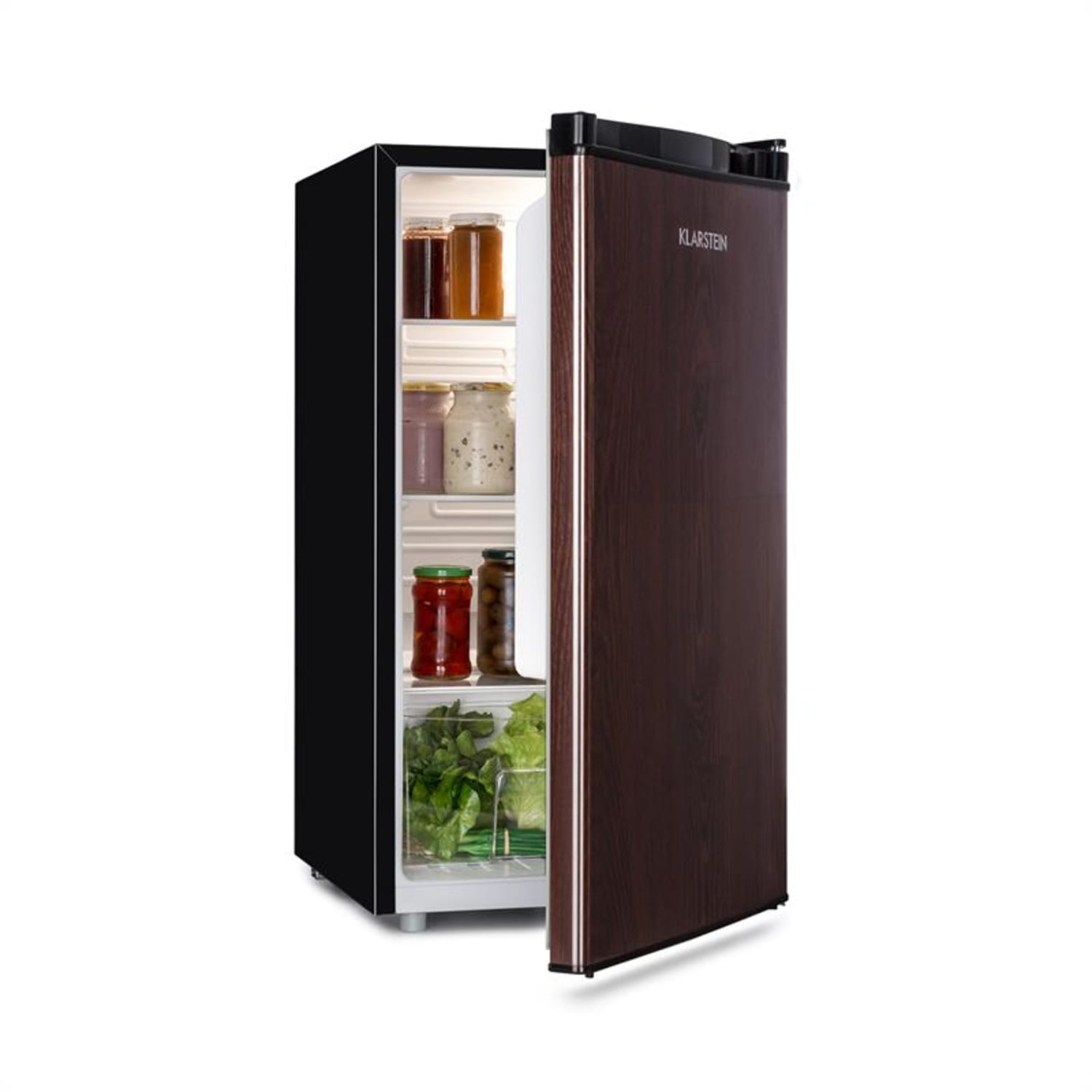 Feldberg, chladnička, A+, 90 l, MirageCool Concept, drevený dizajn, čierna