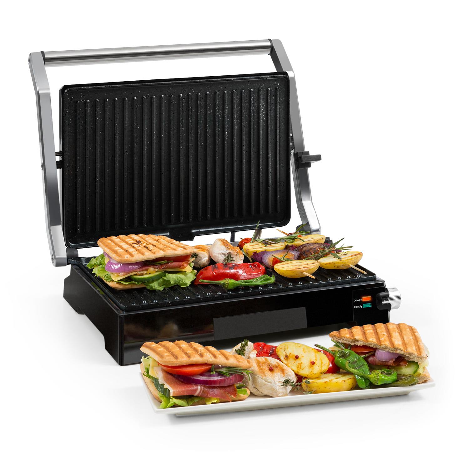 Buffalo, kontaktgrill, panini grill, 2000 W, rozsdamentes acél, ezüst/fekete