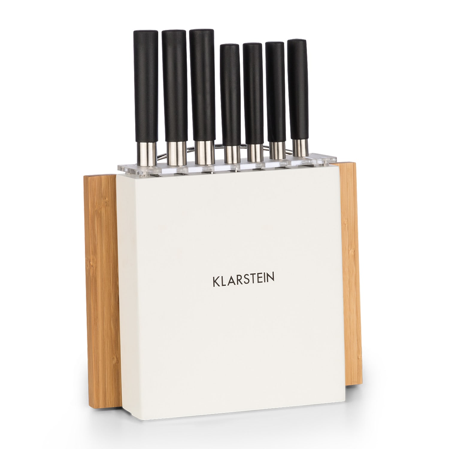 Kitano Plus Messer-Set 9 tlg. Holzblock Bambus-Schneidebrett weiß